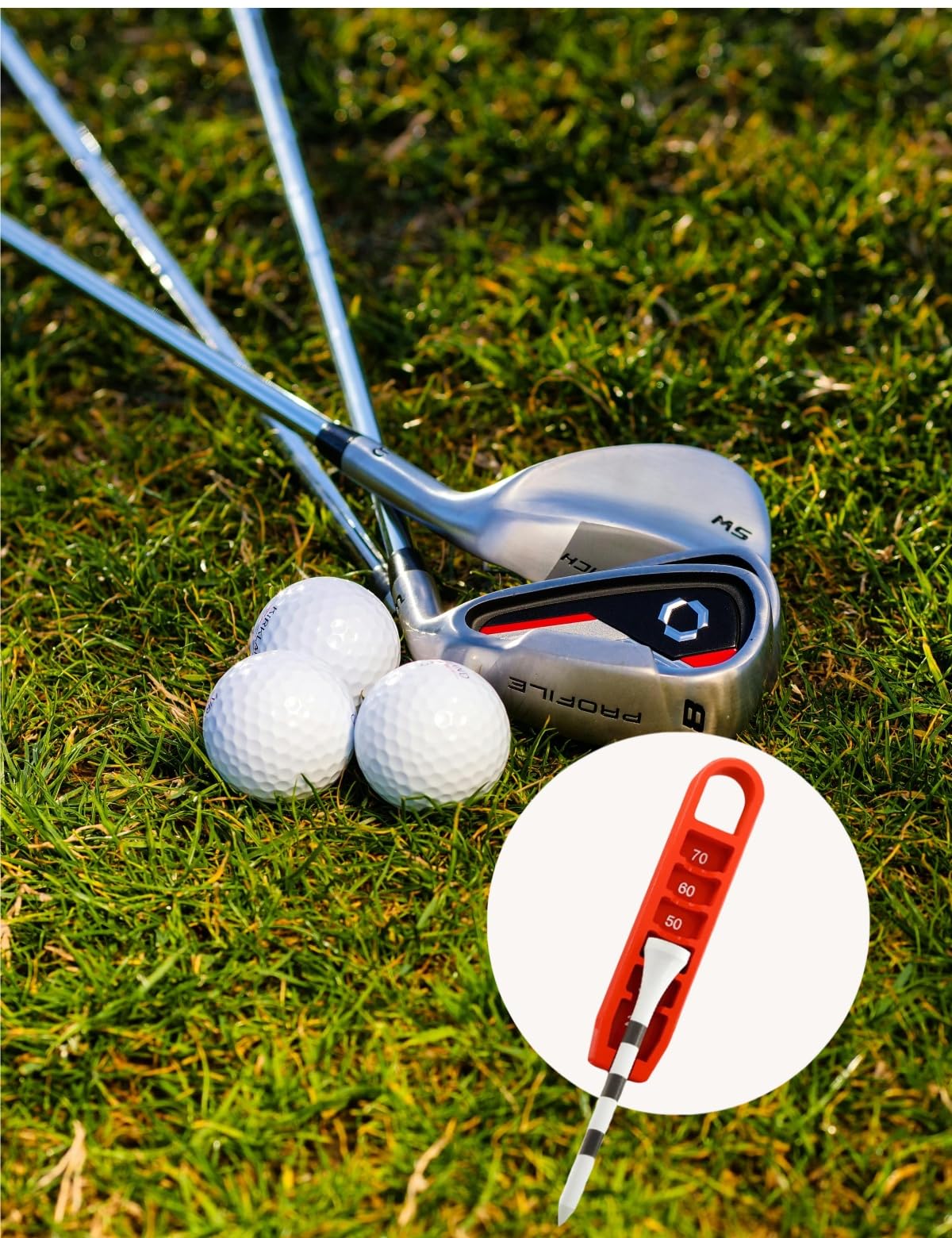 Golf Tee Elevator Height Adjuster, Precision Golf Tee Elevator for 20-70mm, Portable 3D Printed Tee Setter for Accurate Placement and Improved Game Performance (red)