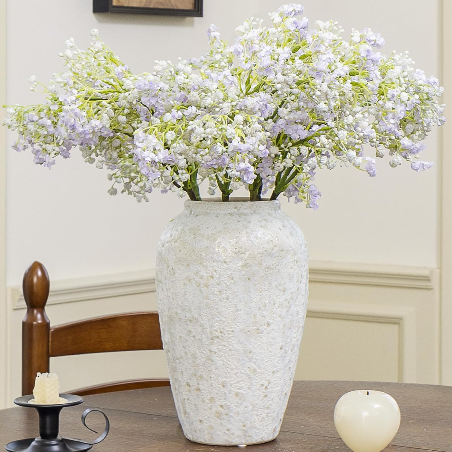 6PCS Real Touch Light Purple Faux Silk Babys Breath Artificial Flowers for Vase -24”, Bulk Fake Gypsophila Branches with Stems for DIY Bouquet Table Centerpieces Wedding Arrangements Home Decorations