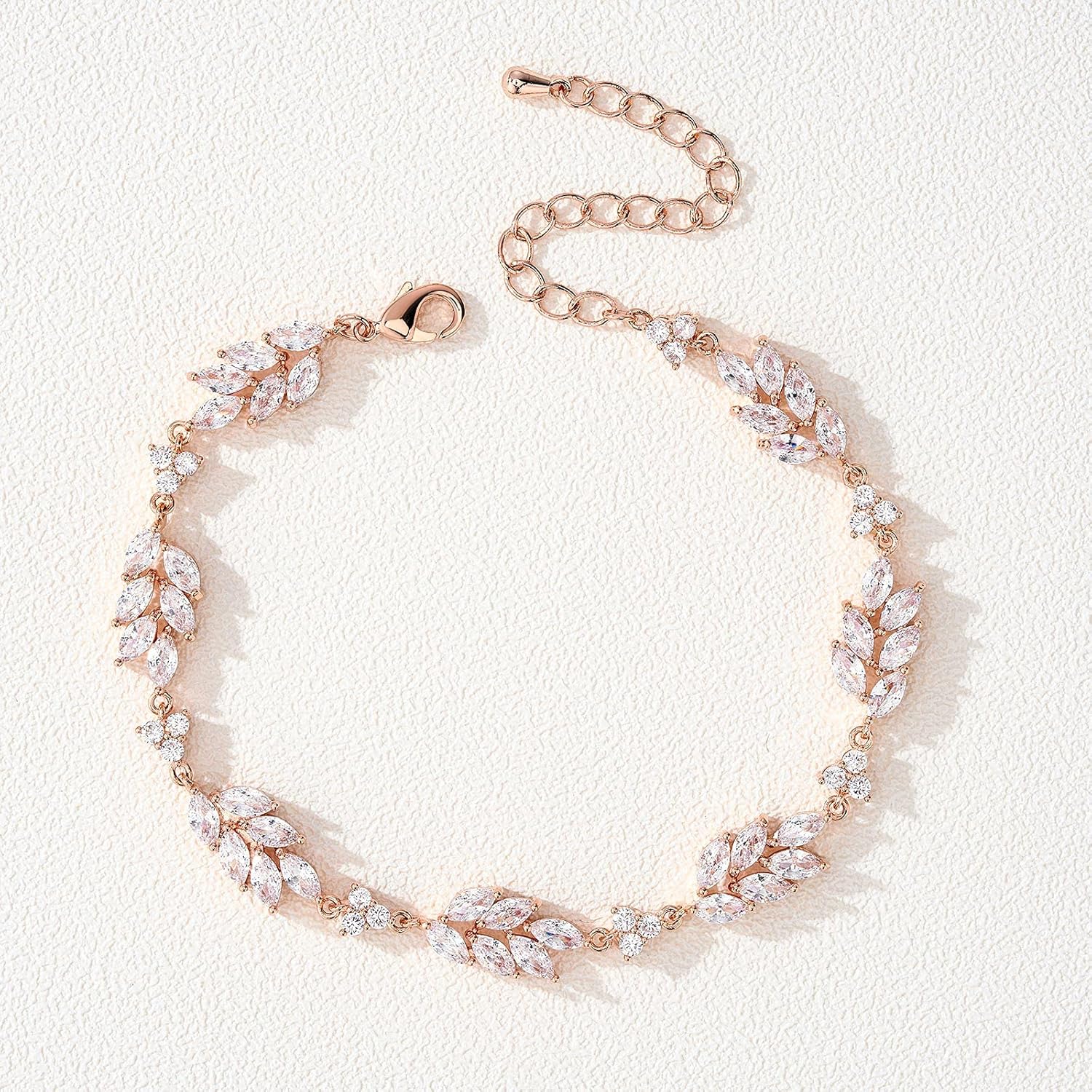 SWEETV Cubic Zirconia Bridal Wedding Bracelets for Brides, Bridesmaids, Marquise Elegant Tennis Bracelet for Women Jewelry Gift - Image 4