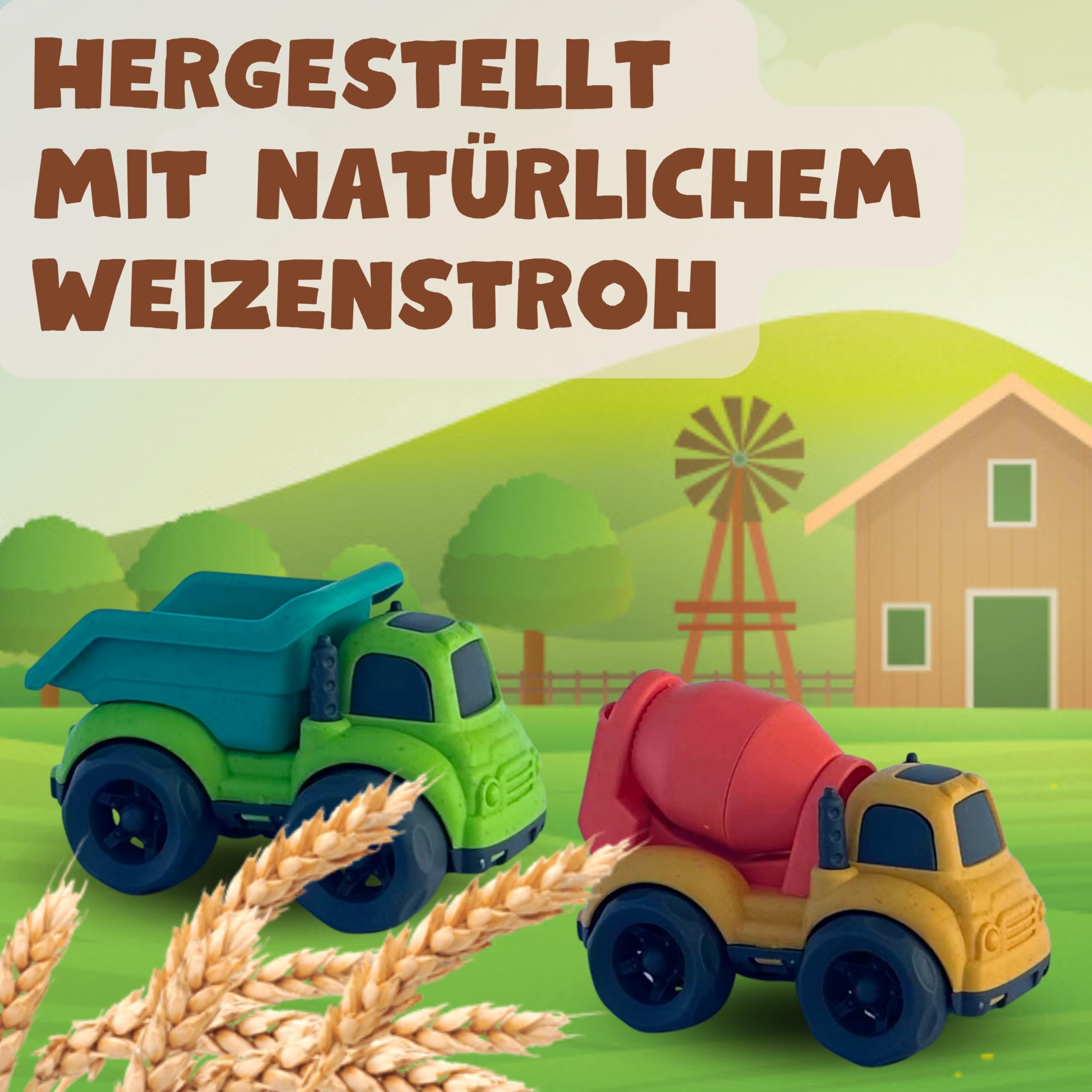 Besuche den BIOPLAY- Trucks 2-er Set | Bio Kunststoff | Nachhaltiges Spielzeug ab 1 Jahr für Jungen und Mädchen | Indoor und Outdoor | Sandspielzeug | Kinder in use