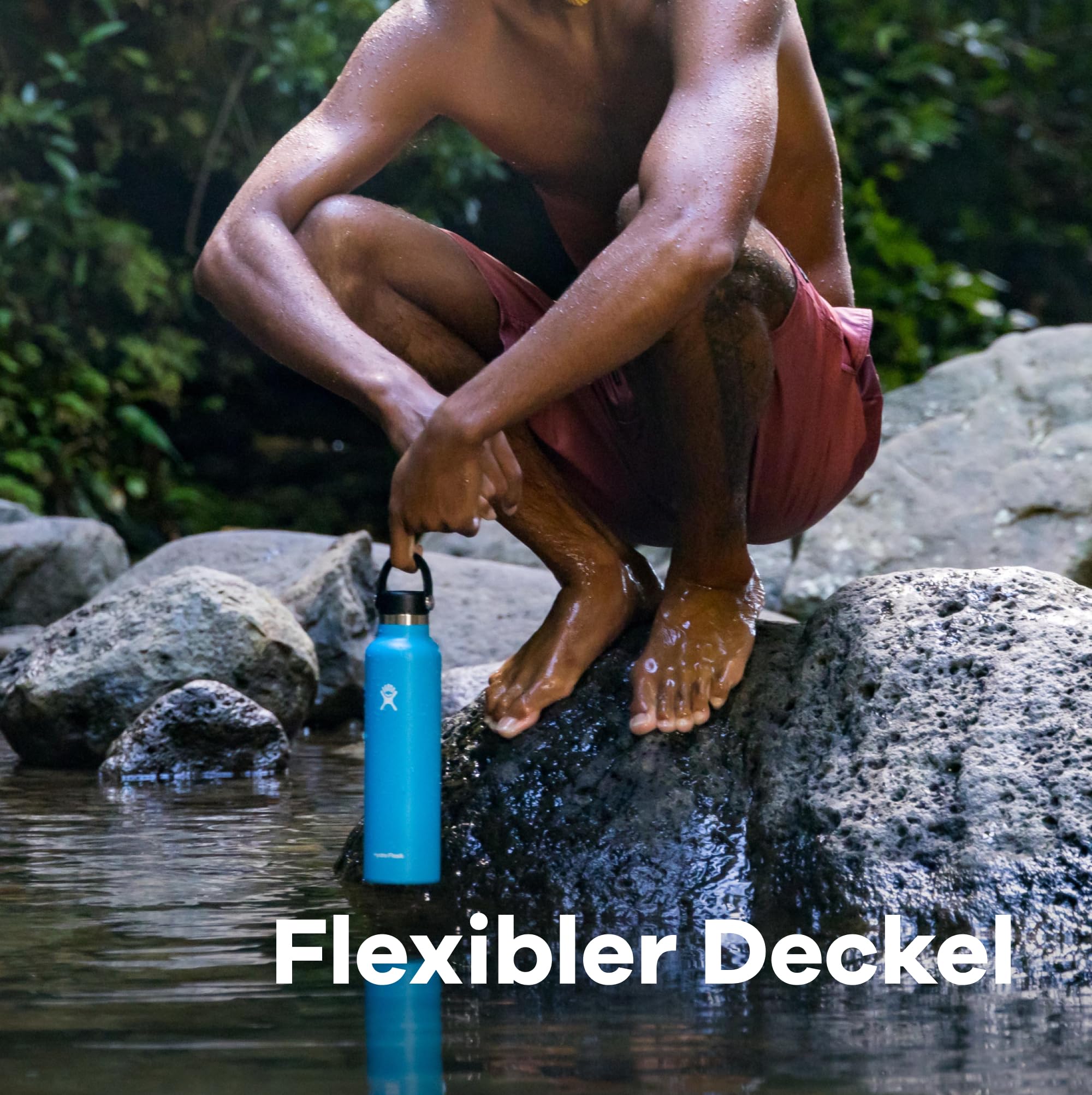 HYDRO FLASK - Trinkflasche 621ml (21oz) - Isolierte Wasserflasche aus Edelstahl - Sportflasche mit auslaufsicherem Flex Deckel & Gurt - Thermoflasche Spülmaschinenfest - Kleine Öffnung - Agave