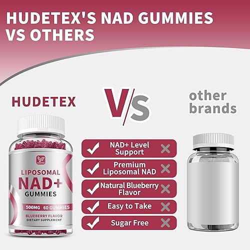 Miniatura 2 de Suplemento de gomitas NAD para mujeres y hombres, puro 500 mg de NAD liposomal, regeneración celular, apoyo de energía y metabolismo, vegano, sin
