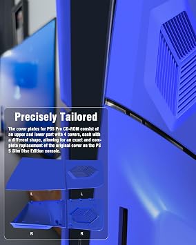 Faceplates for PS5 Slim Accessories with Cooling Vents, Joso Replacement Case Cover for PS5 Slim Disc Edition 4 Cover Plates, Anti-Scratch Dustproof Skin ABS Plates Blue