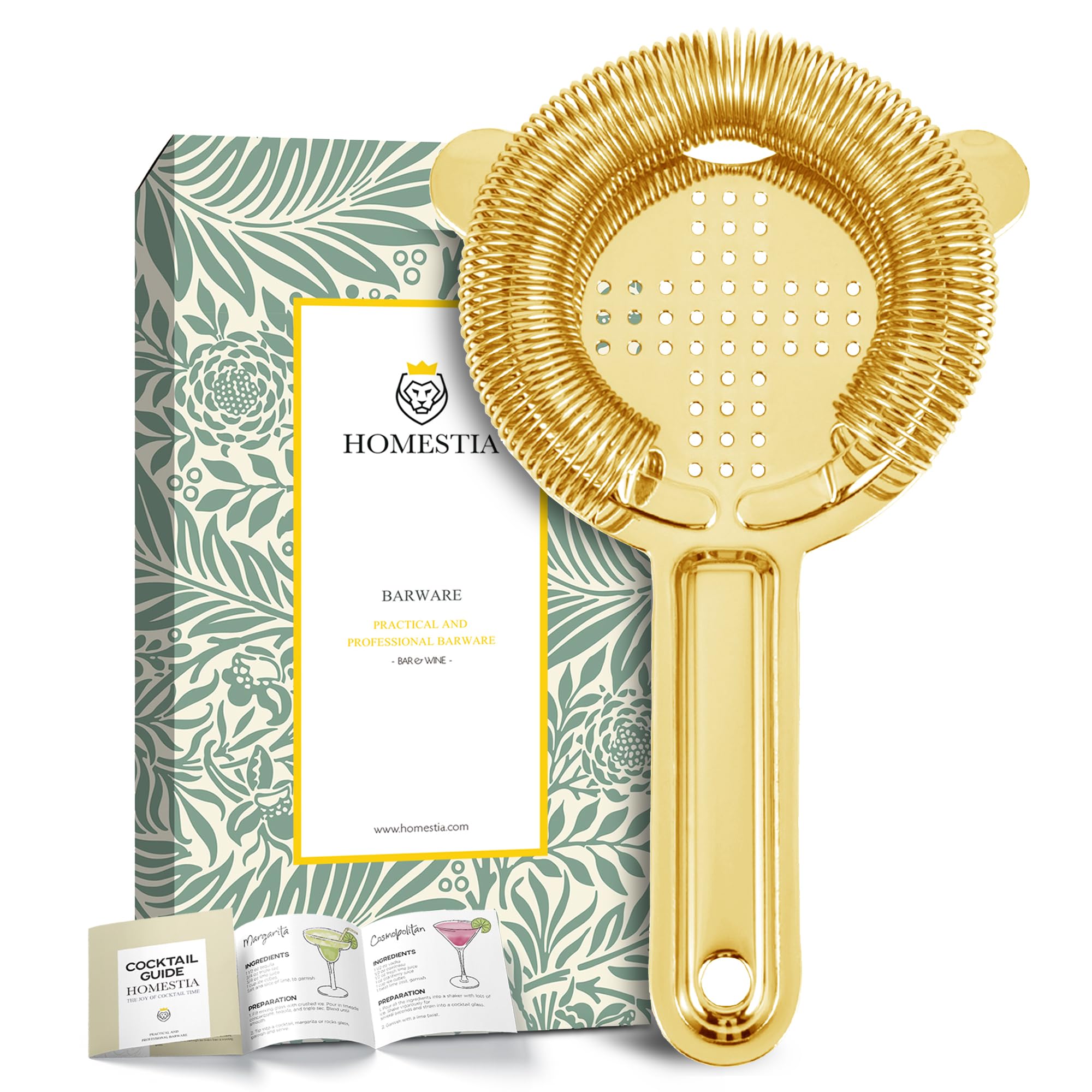 Homestia Hawthorne Strainer, Stainless Steel Prong Bar Strainer, Cocktail Strainer for Home Bar and Professional Bartenders, Bar Strainer Cocktail for