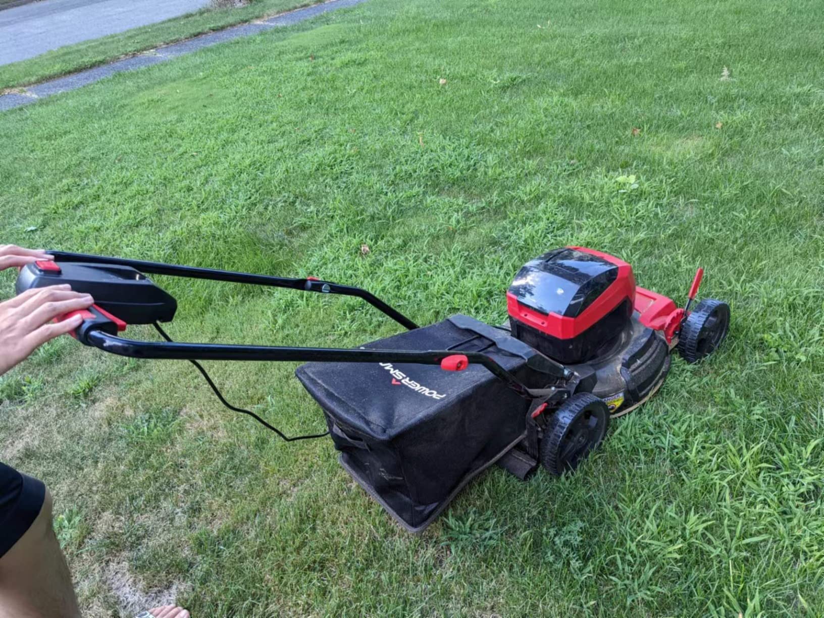 45/mo Finance PowerSmart Lawn Mower Battery Powered with Bag, 17