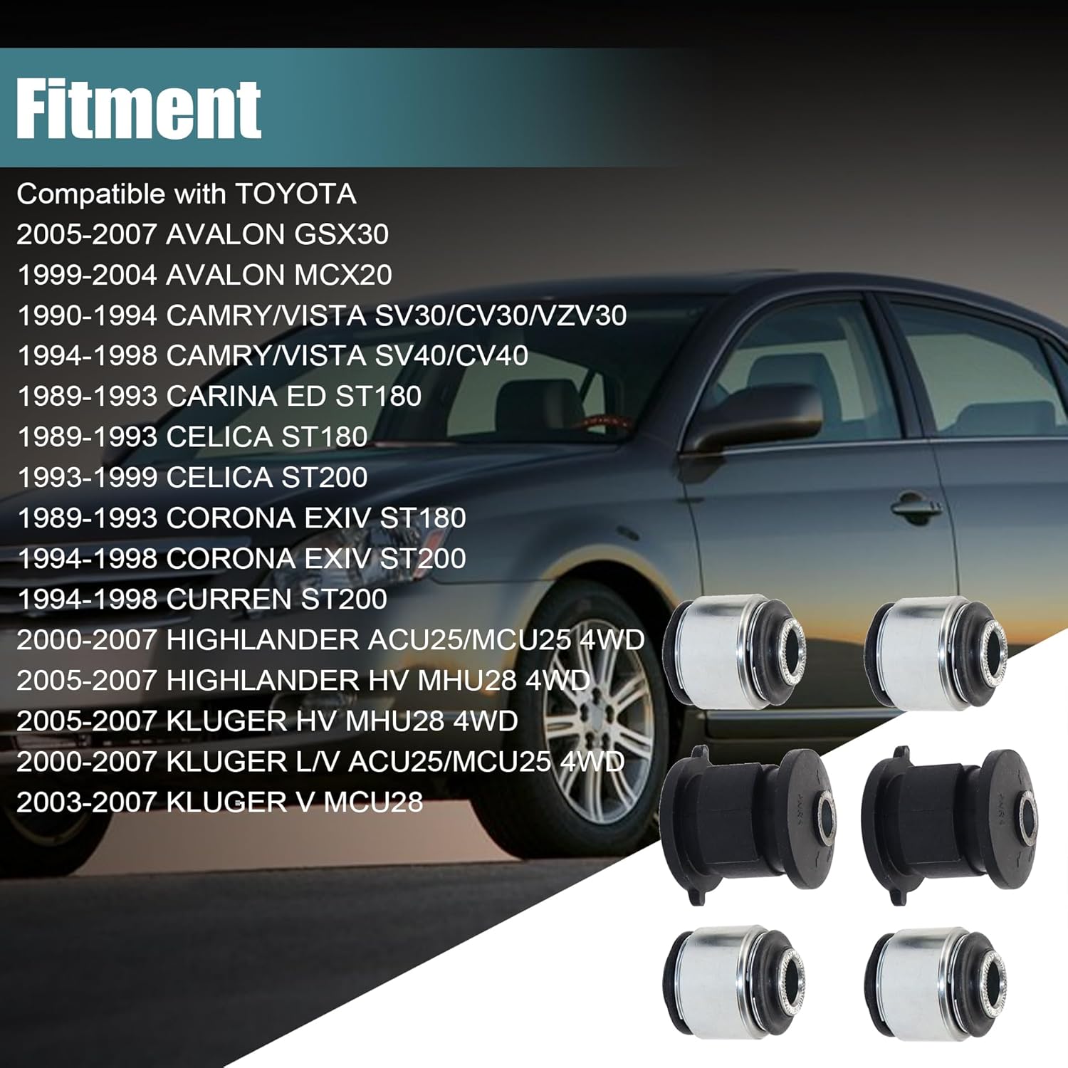 GXARTS 6Pcs Rear Control Arm Assembly Suspension Knuckle Bushing Fit For Toyota Highlander Camry Avalon Corona Curren Harrier 1994-2007 Fit For Lexus RX330 350 RX400H 4221020010 4230420060 487253305