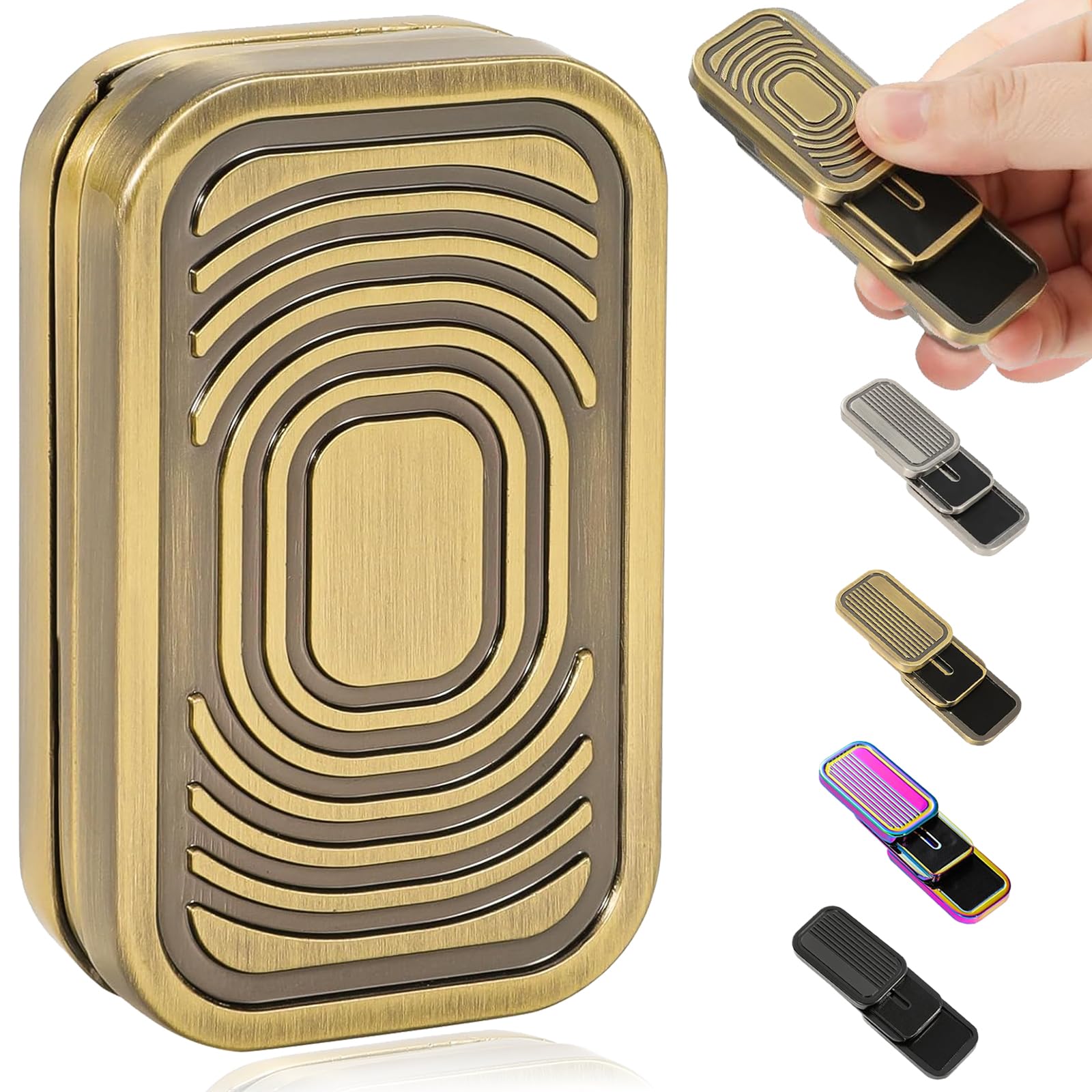 Bufccy Fidget Slider 3 Layer EDC Gadgets Toy, Metal Magnetic Haptic Fidget Toys for Adults Anxiety/Stress Relief, Gift for Boyfriend, Husband and Father (Golden)