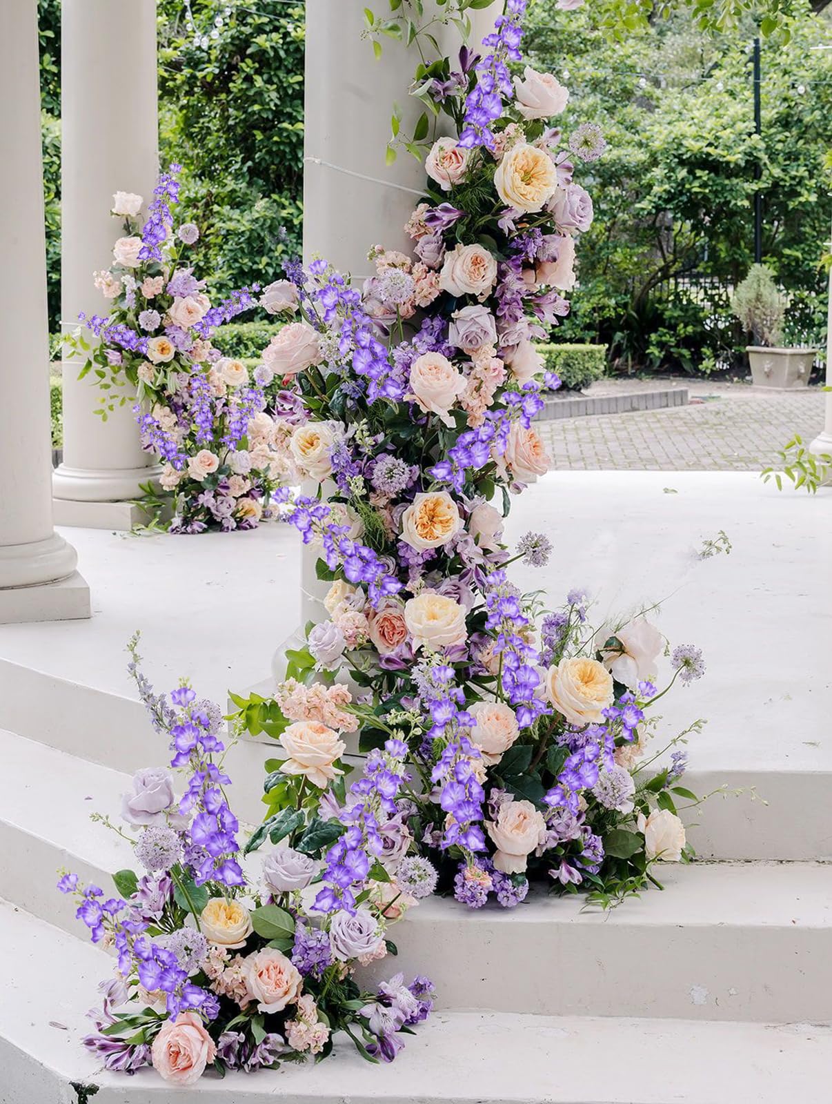 Lot de 6 fleurs artificielles en soie avec tiges pour grand vase, décoration d'intérieur, fête de mariage (violet) 96 cm