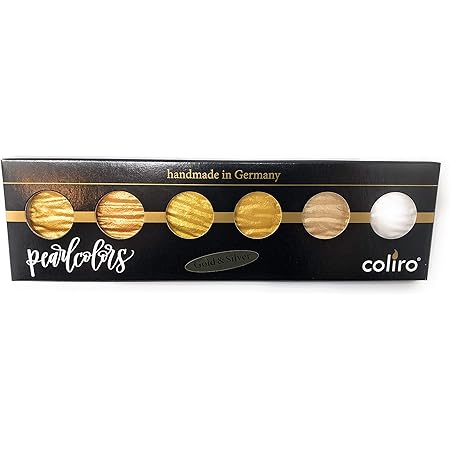 Coliro M600 Artist Mica Watercolor Paint, Metallic, Gold & Silver (6-Color/Set)