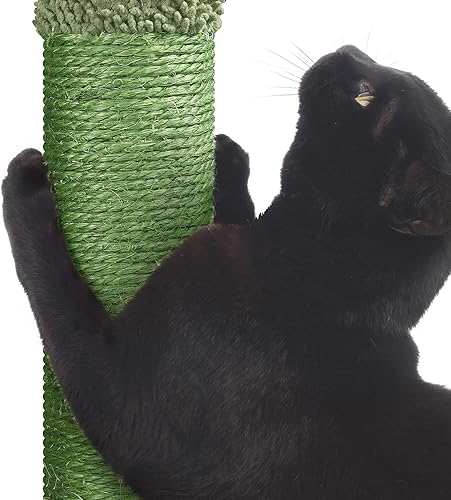 Miniatura 9 de Topeakmart Árbol de gato de cactus de 42 pulgadas de alto con sisal natural bonita torre para gatos con postes para rascar plataforma condominio