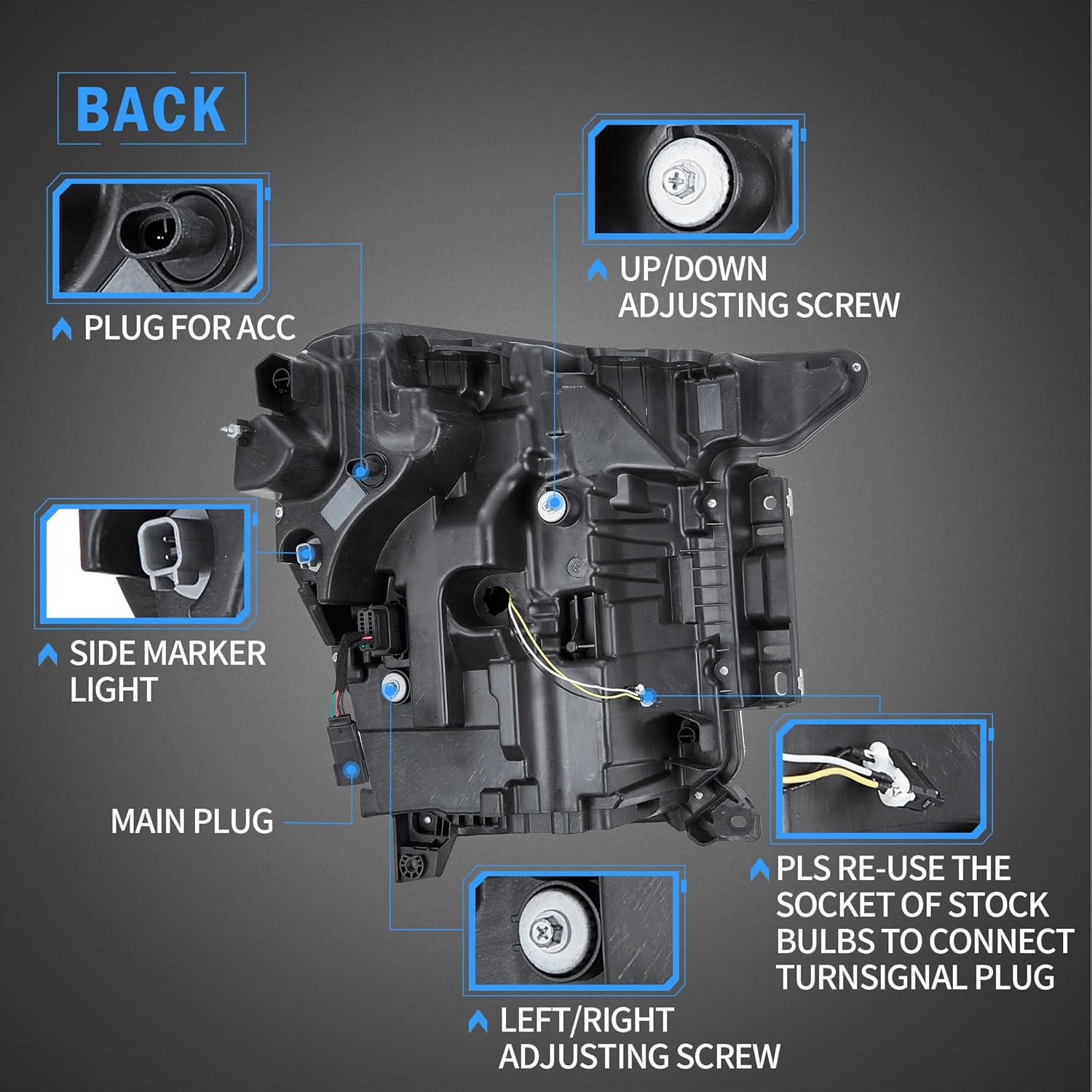 VLAND Projector Headlights Compatible with Ford F150 XL, XLT, Lariat, Tremor, King Ranch, Platinum, Limited 2021-2023, (Not Fit F-150 Lightning Models), Amber Reflector