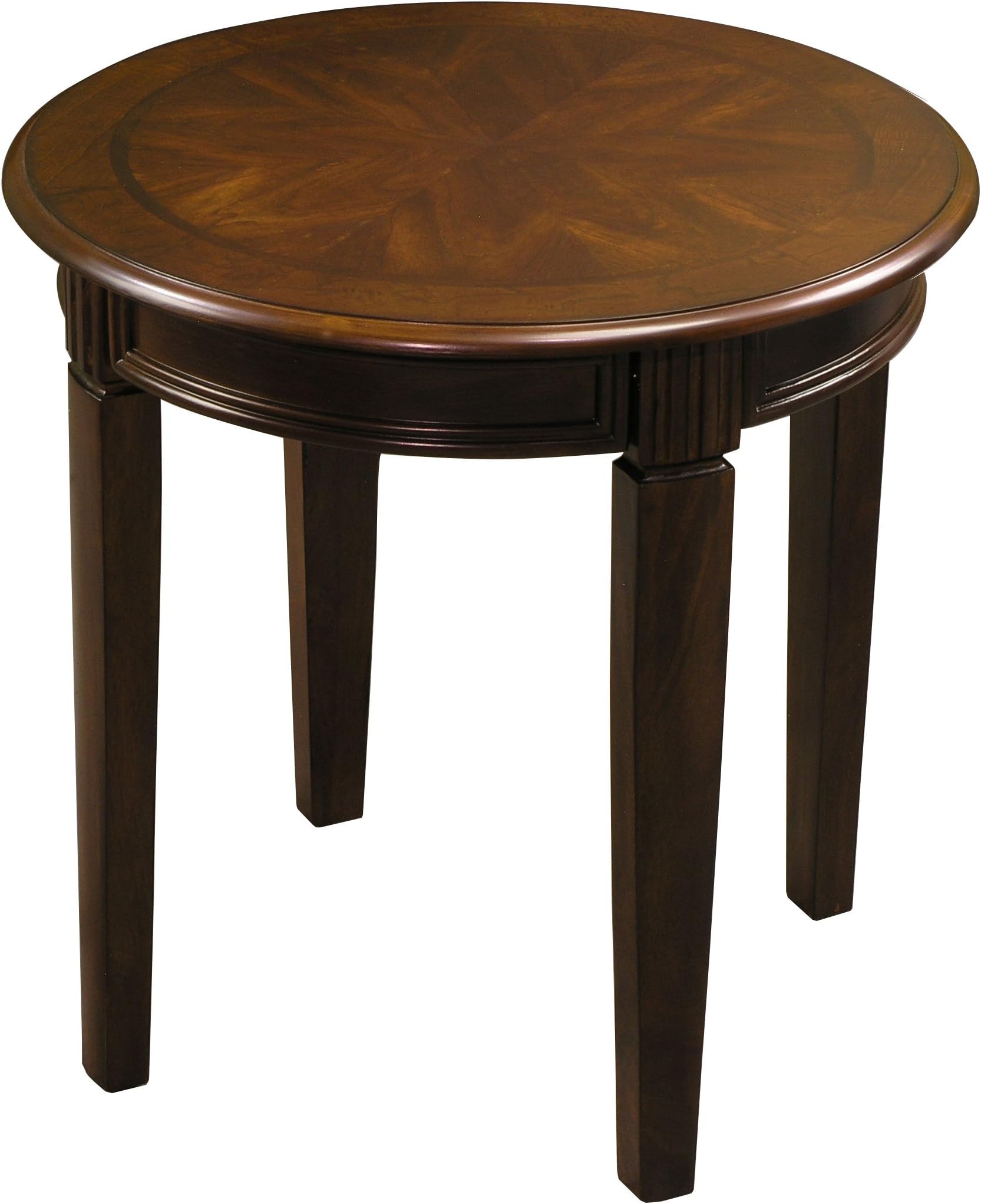 Round Accent Table in Chestnut Finish