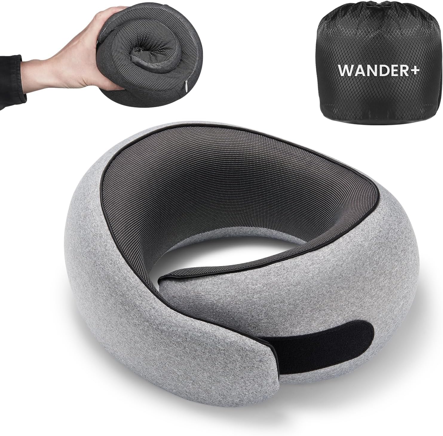 WANDER PLUS® Travel Pillow, 100% Pure Memory Foam Travel