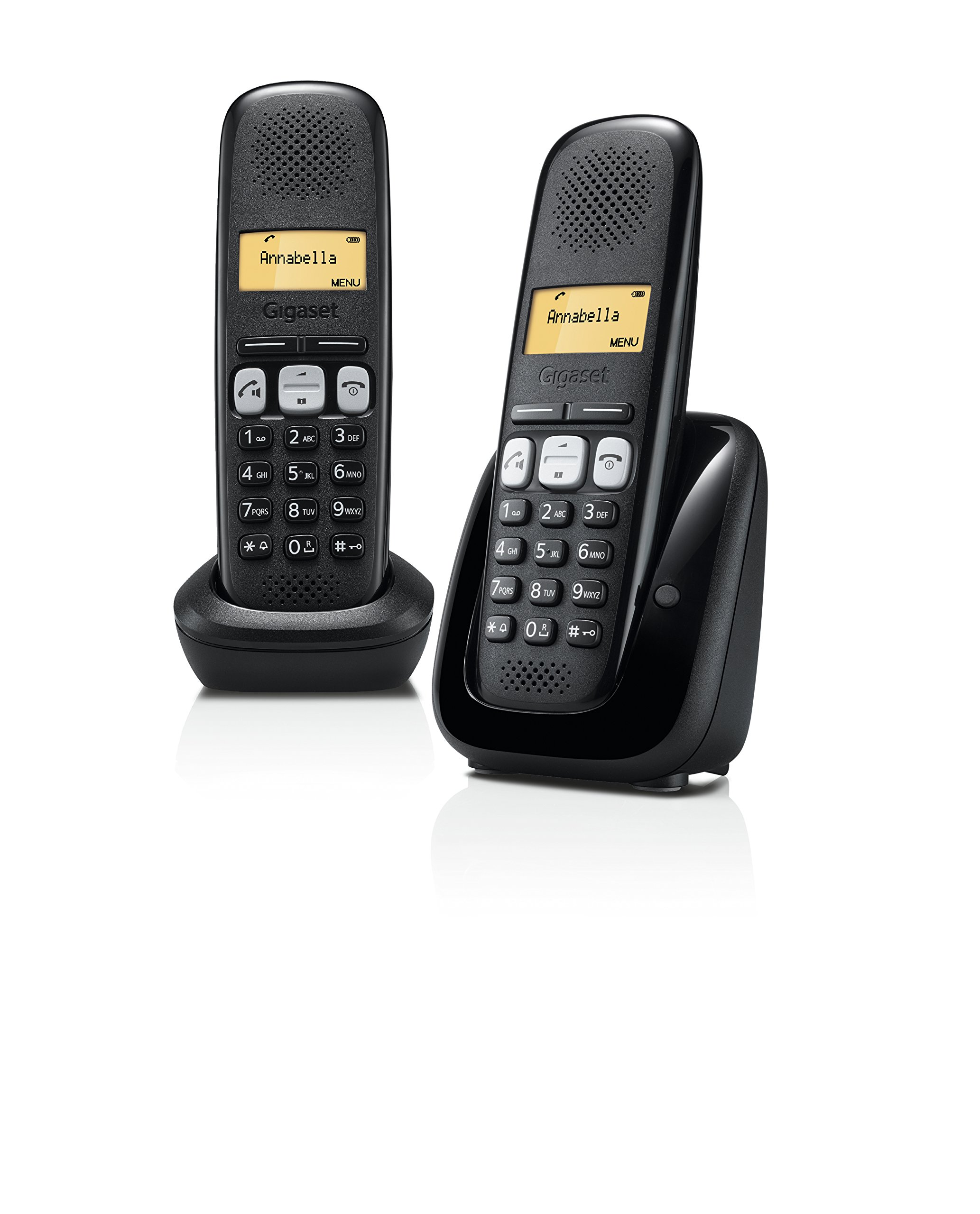 Gigaset A 250 Duo Telefono 2 Cordless, Vivavoce, Chiamate tra Interni/Interfono, Rubrica Personalizzabile, Trasferimento di Chiamata, Nero [Italia]