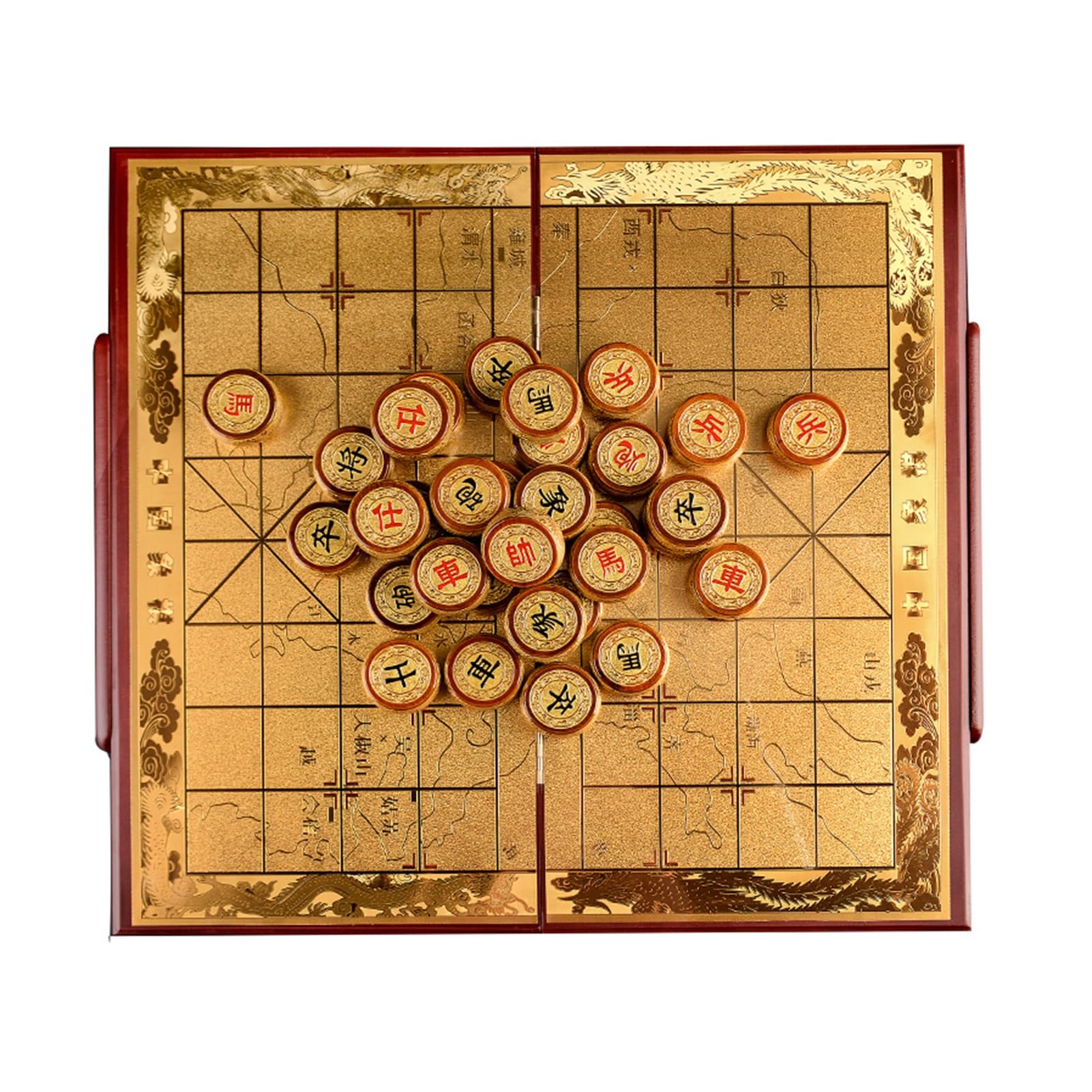 Set di Scacchi Cinesi da Tavolo strategico per 2 Giocatori con Scacchiera Pieghevole e Pezzi Phobe, Set di Giochi da Viaggio Classici Xiangqi (5 cm/1,9 Pollici)