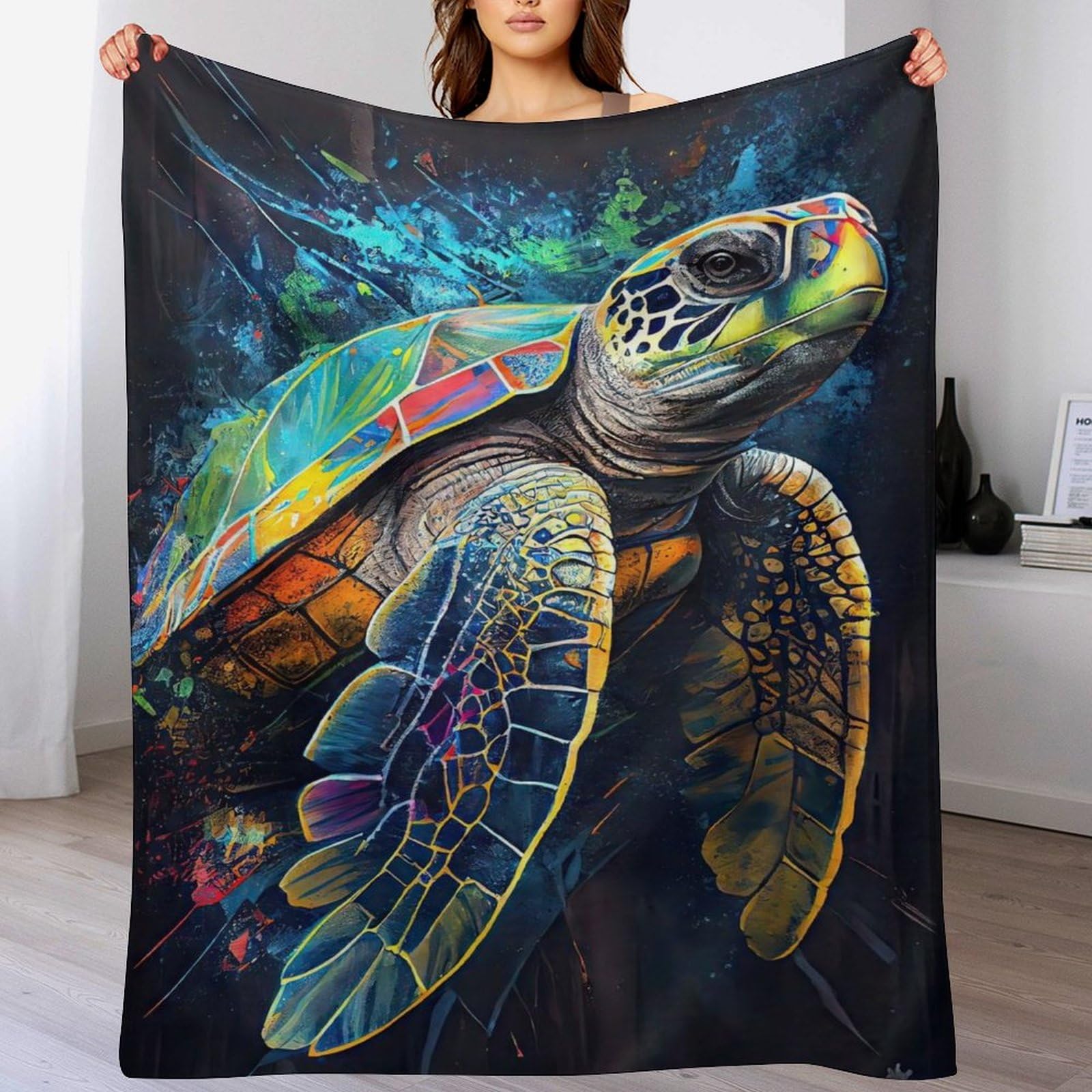 Couvertures en tortue flannel couverture super douce grand plaid douillet pour lit 180x200