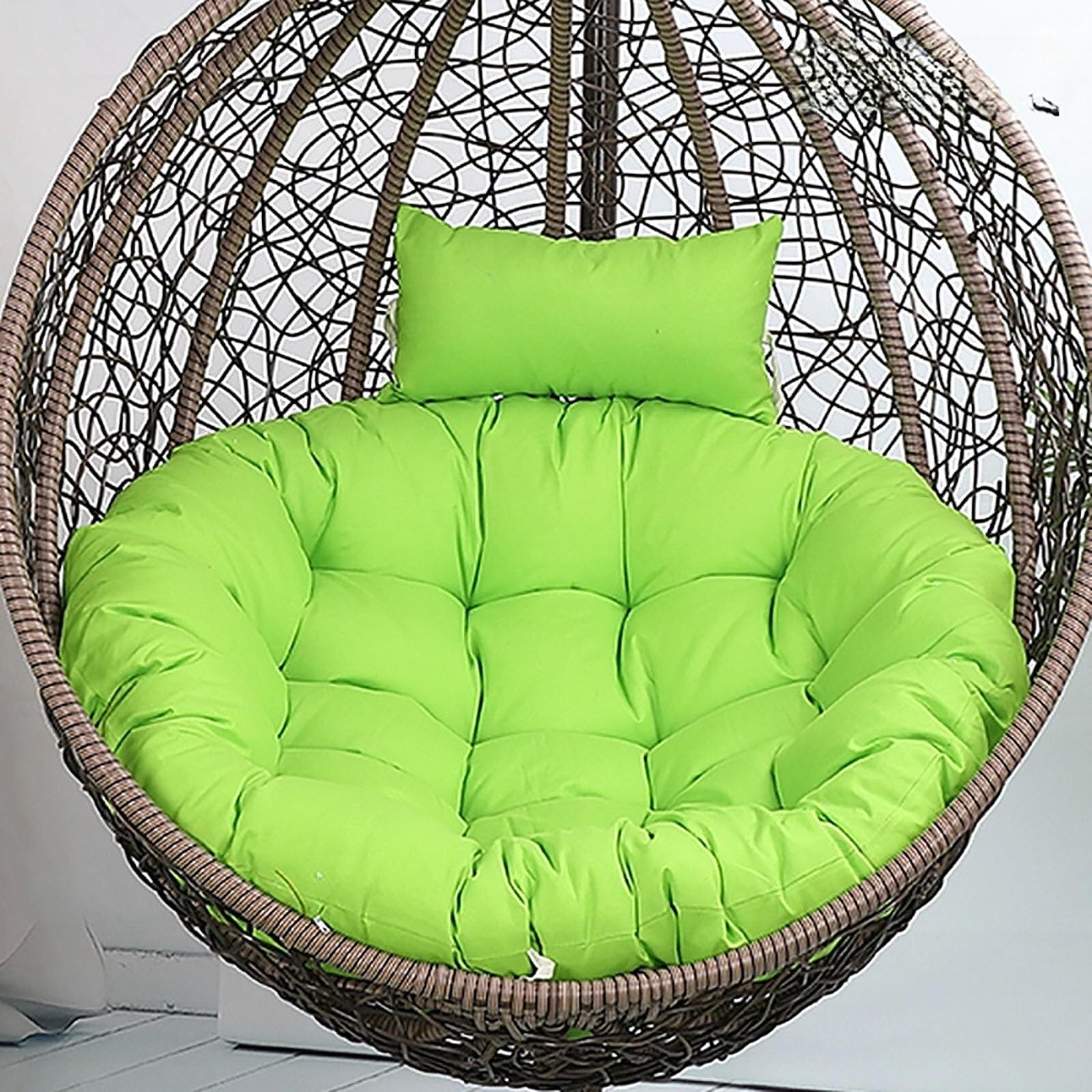 NMVAWIPT 35.4 Inch Thickened Outdoor Egg Chair Cushion PP Cotton Fill Classic Style Plush Solid Seat Pad(Green)