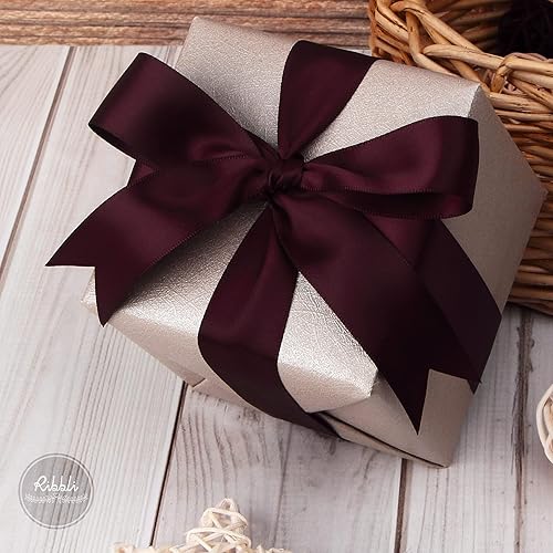 Miniatura 51 de Ribbli - Cinta de satén roja de doble cara, 1 pulgada x 25 yardas, uso para ramo de lazos, envoltura de regalo de Navidad, arreglo floral Rojo