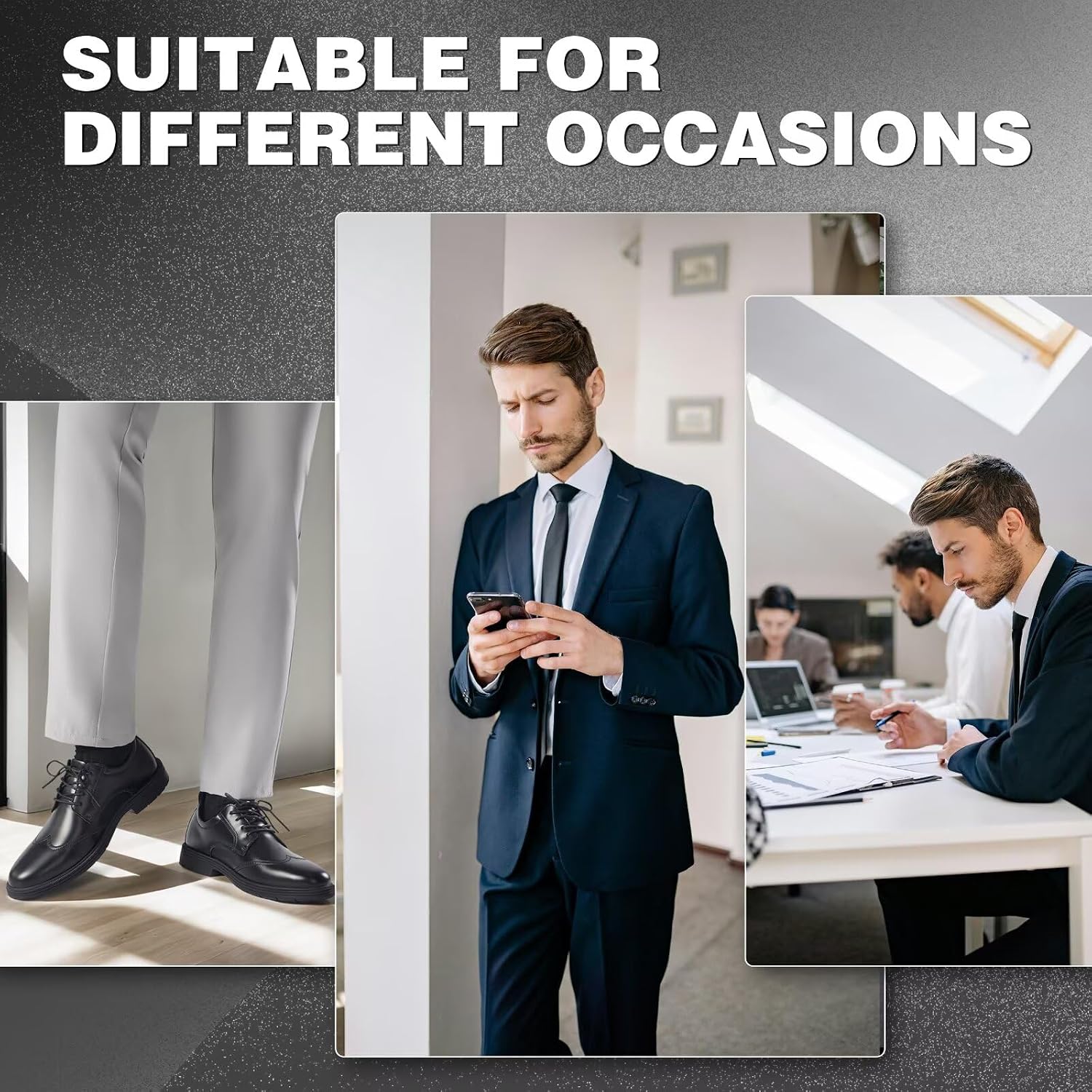 Orthopedic Business Leather Dress Shoes - Casual Arch Support Plantar Fasciitis Formal Wingtip Oxford for Mens - Cap Toe Comfortable Orthotics Patent Tuxedo Walking Shoes for Foot and Heel Pain Relief