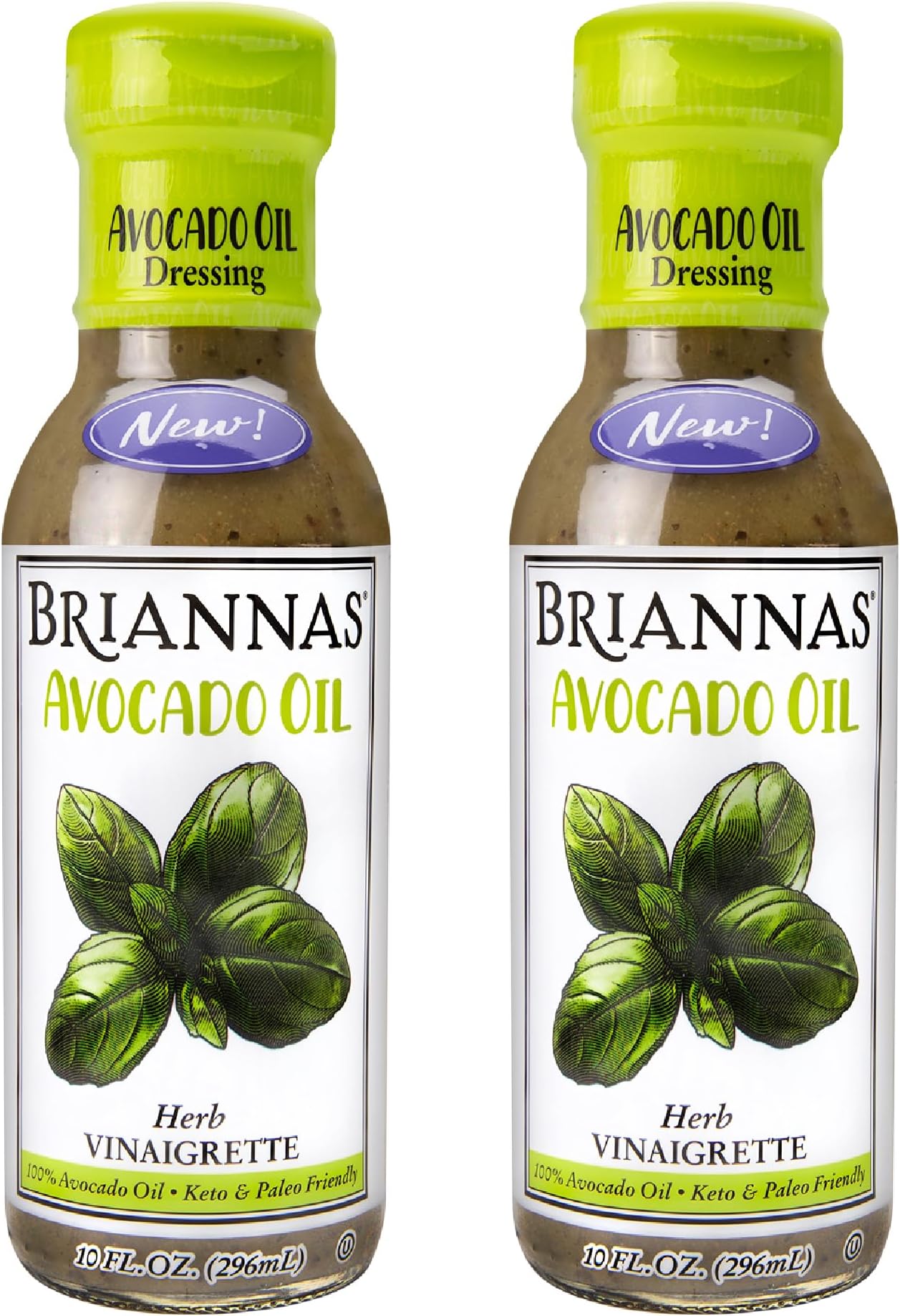 BRIANNAS - Avocado Oil Herb Vinaigrette Dressing - Nutrient Rich, Low Sodium, Keto & Paleo Friendly Salad Dressing made with 100% Avocado Oil - 10 oz. Bottles - 2 Pack