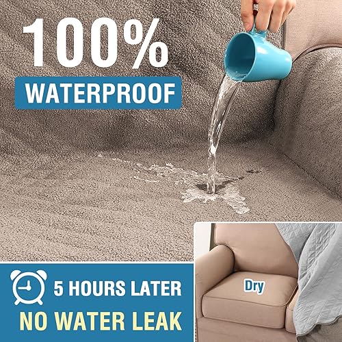 Miniatura 2 de H.VERSAILTEX Fundas acolchadas impermeables para sofá, fundas protectoras antideslizantes para perros, fundas para sofá de 3 cojines, protector de