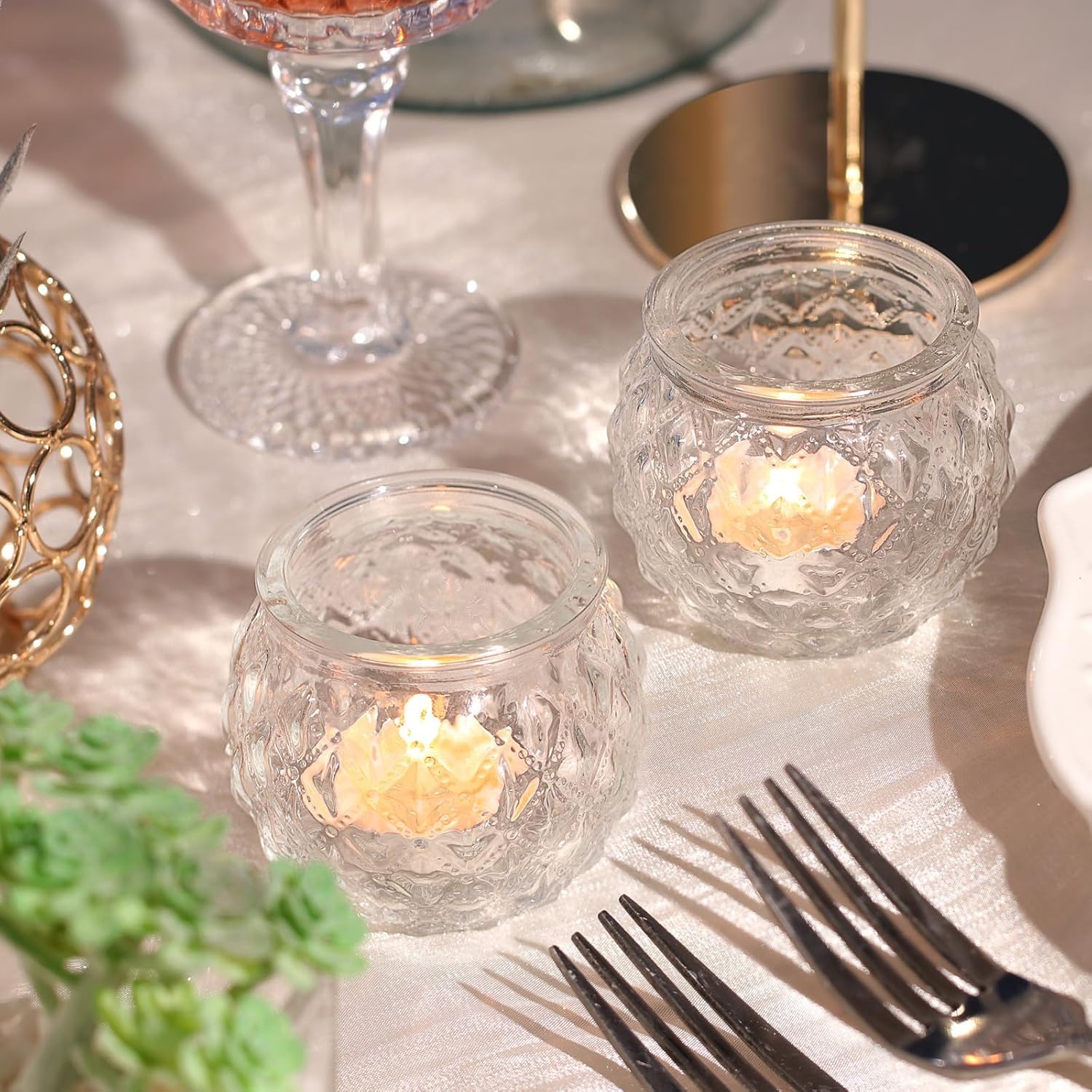 12Pcs Glass Tea Light Candle Holders - Image 2