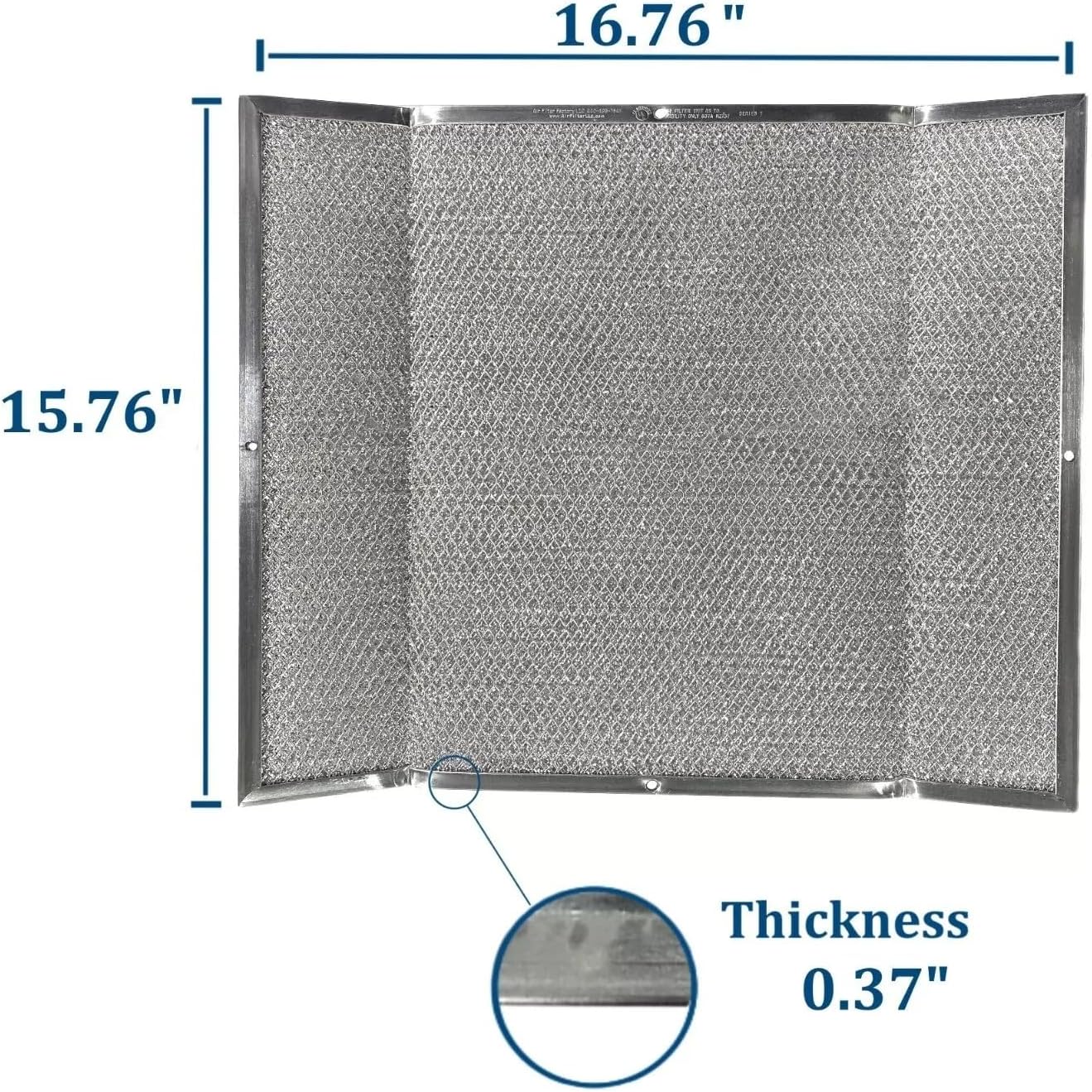 Fit for Kitchenaire KA240 Range Hood Aluminum Grease Wing Replacement U-Shaped Filter 15-3/4" X 16-3/4" X 3/8" w/ 3-1/4" Wing