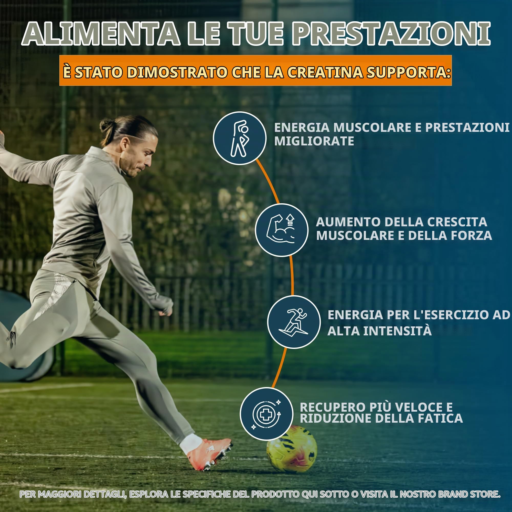 Kinetica Creatina in polvere 100%, 500 g, creatina monoidrato, 147 dosi, creatina in polvere per atleti, conforme ai criteri AMA, facilmente solubile, vegana, senza glutine.