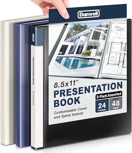 Dunwell – Carpeta de presentación de 24 bolsillos, muestra 48 páginas, carpeta de portafolio de 8.5 x 11 pulgadas con fundas de plástico,