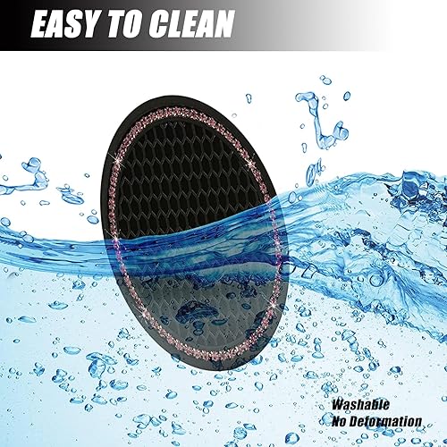 Miniatura 6 de 2 posavasos brillantes para automóvil, 2.75 pulgadas, almohadilla antideslizante con diamantes de imitación de cristal, alfombrilla aislante de