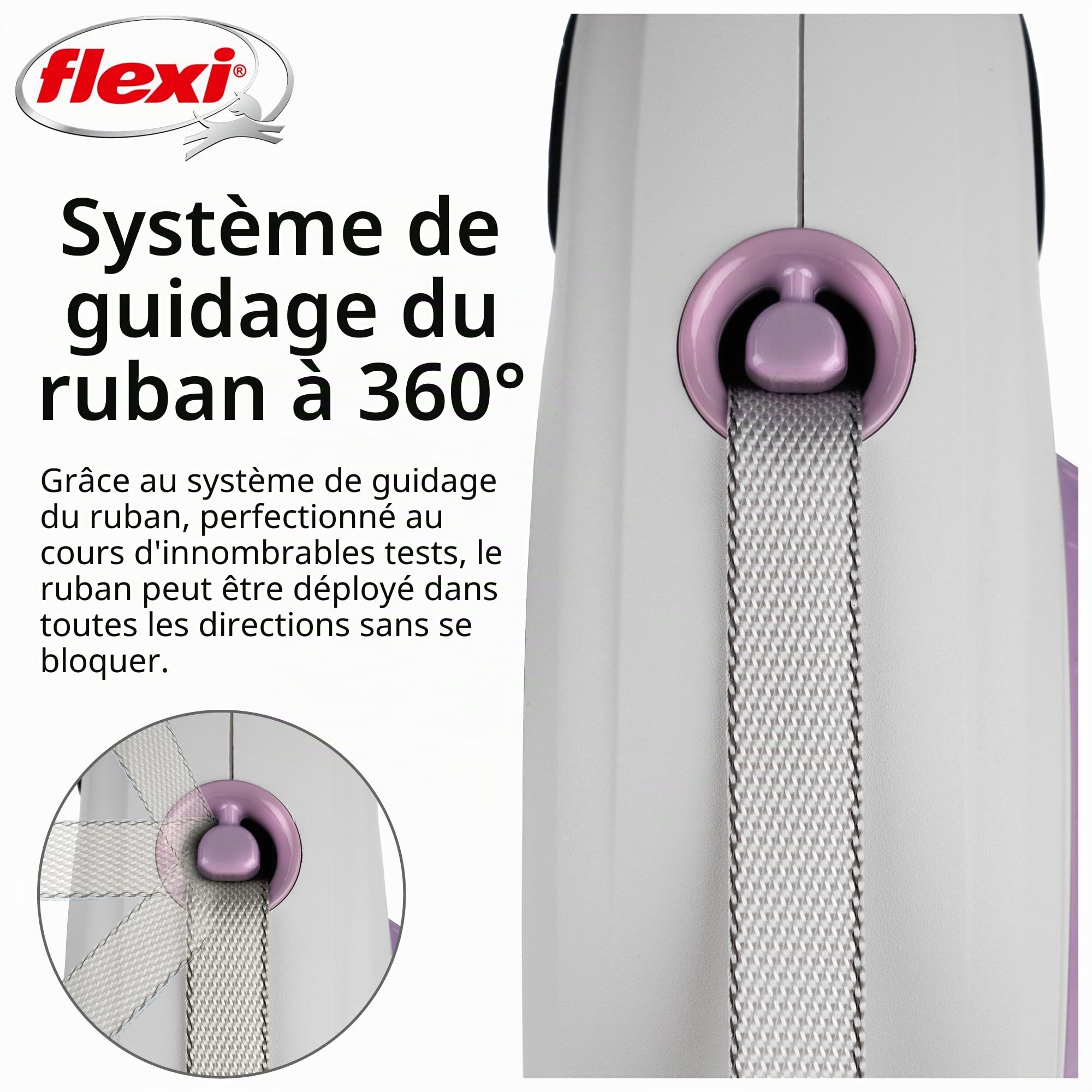 Flexi® Select M | Laisse à Enrouleur à Sangle réglable Entre 0-7 m | Gris/Violet | Laisse rétractable pour Chiens jusqu'à 25 kg | Poids : 440 g | Dimensions : 12,9 x 19,2 cm