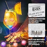 Vista 5 de Juego de 160 cubos de hielo LED de color sólido y multicolor, cubos de hielo iluminados para bebidas, cubo brillante impermeable IP67, eleva tus