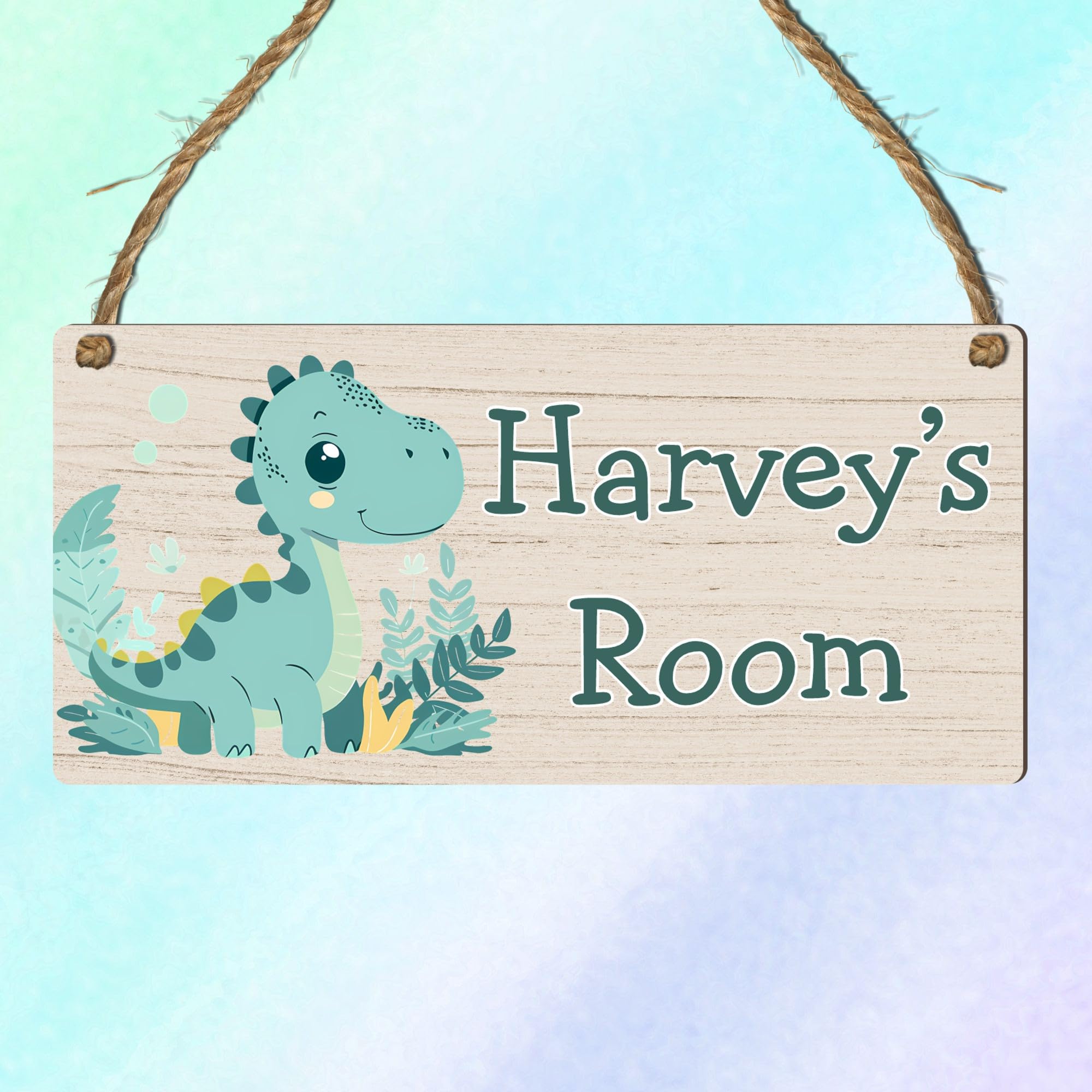 Personalised Cute Dinosaur Plaque Rectangle Sign for Kids Bedroom Decor MDF Wood Birthday Christmas Thoughtful Keepsake Present - Image 2