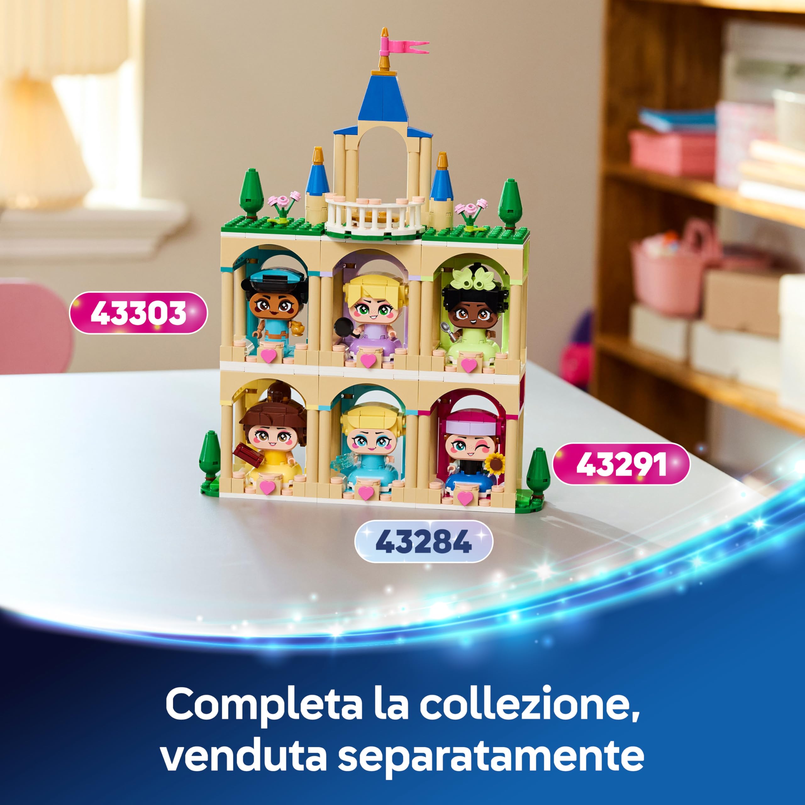 LEGO | Disney Princess Mini-Belle e Mini-Tiana con Castello Giocattolo - con 2 Mini Bamboline e Accessori - Decorazione Fai Da Te - Regalo da Collezione per Bambine e Fan da 5 Anni in su - 43291