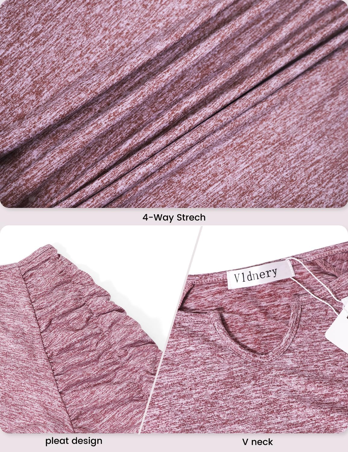 Vldnery V Neck Top Fall Clothes for Women 2023 Loose fit Athletic Moisture Wicking Yoga Workout Shirt Red(M)