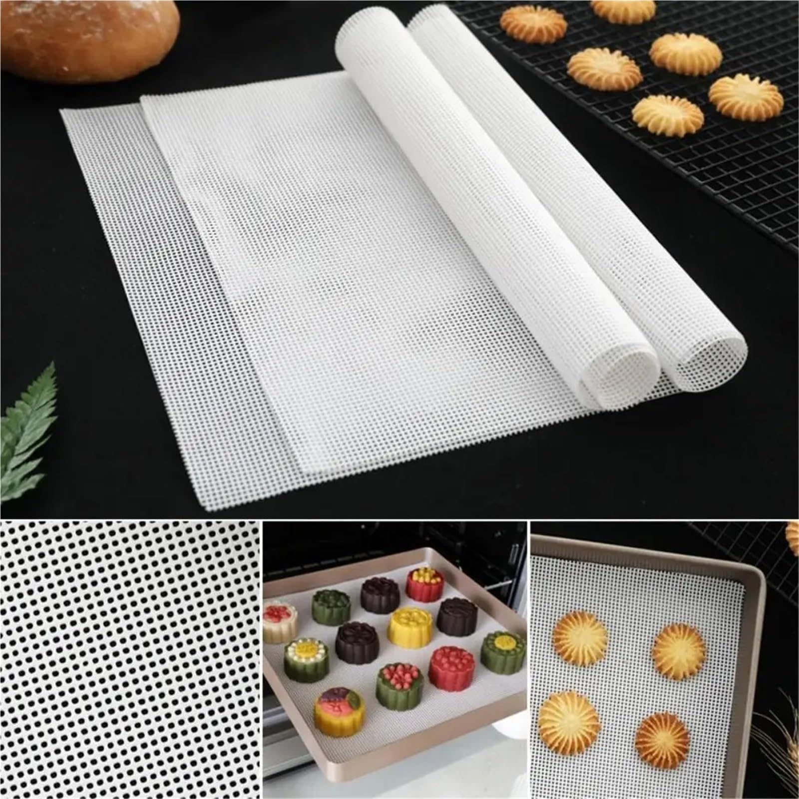 10 Stück Dampfgarer Mesh Pad Lebensmittel Obst Trockner Wiederverwendbare Dörrblätter Silikon Antihaft-Backmatte Für Küche & Kochen | 40x60cm