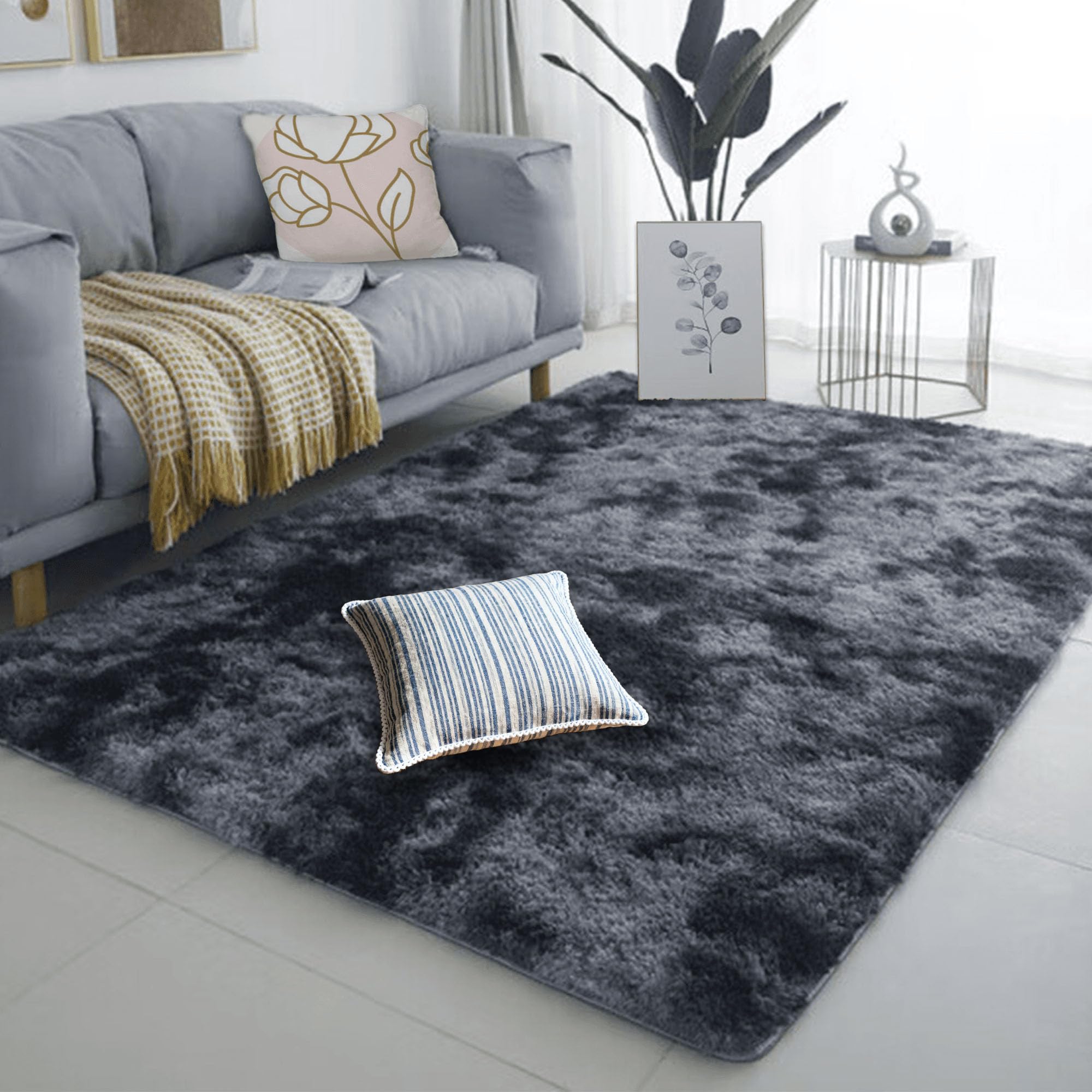 Tapis salon moderne gris foncé 250x460 pour sublimer votre canapé