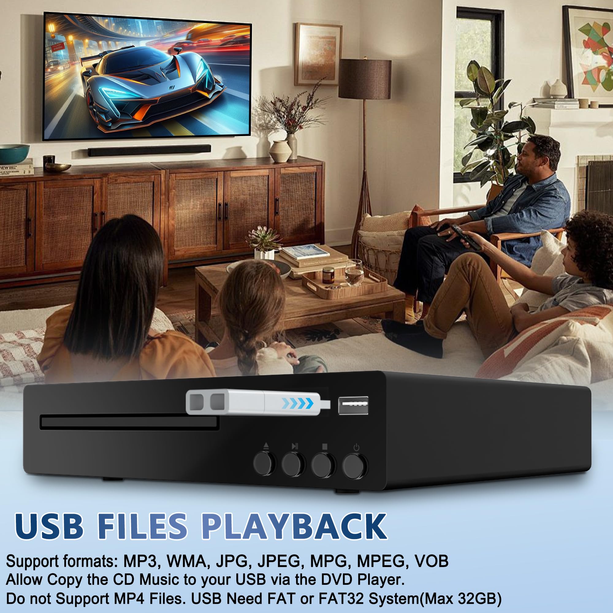 Odtwarzacz DVD, odtwarzacz HDMI DVD do telewizora z mikrofonem i wejściem USB, odtwarzacz dysków wszystkich regionów, obsługuje system NTSC/PAL HD 1080P z kablem HDMI i AV oraz pilotem zdalnego