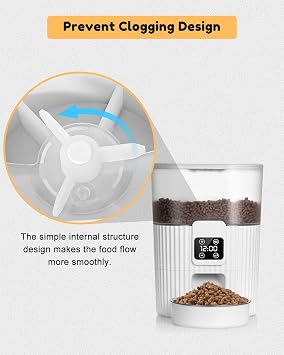 HOOFUN Automatic Cat Feeder, 3.5L Cat Food Dispenser Auto with Programmable Timer Control 1-6 Meals per Day, Dual Power Supply Pet Feeder for Cats Dogs with Safety Lock Lid & Stainless Steel Bowl
