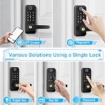 Keyless Entry Fingerprint Smart Door Lock with Handle,Digital Electronic Lock with Touchscreen Keypad,Electric Door Knob for Exterior Interior Entry/Bedroom Front Doors,Built-in WiFi