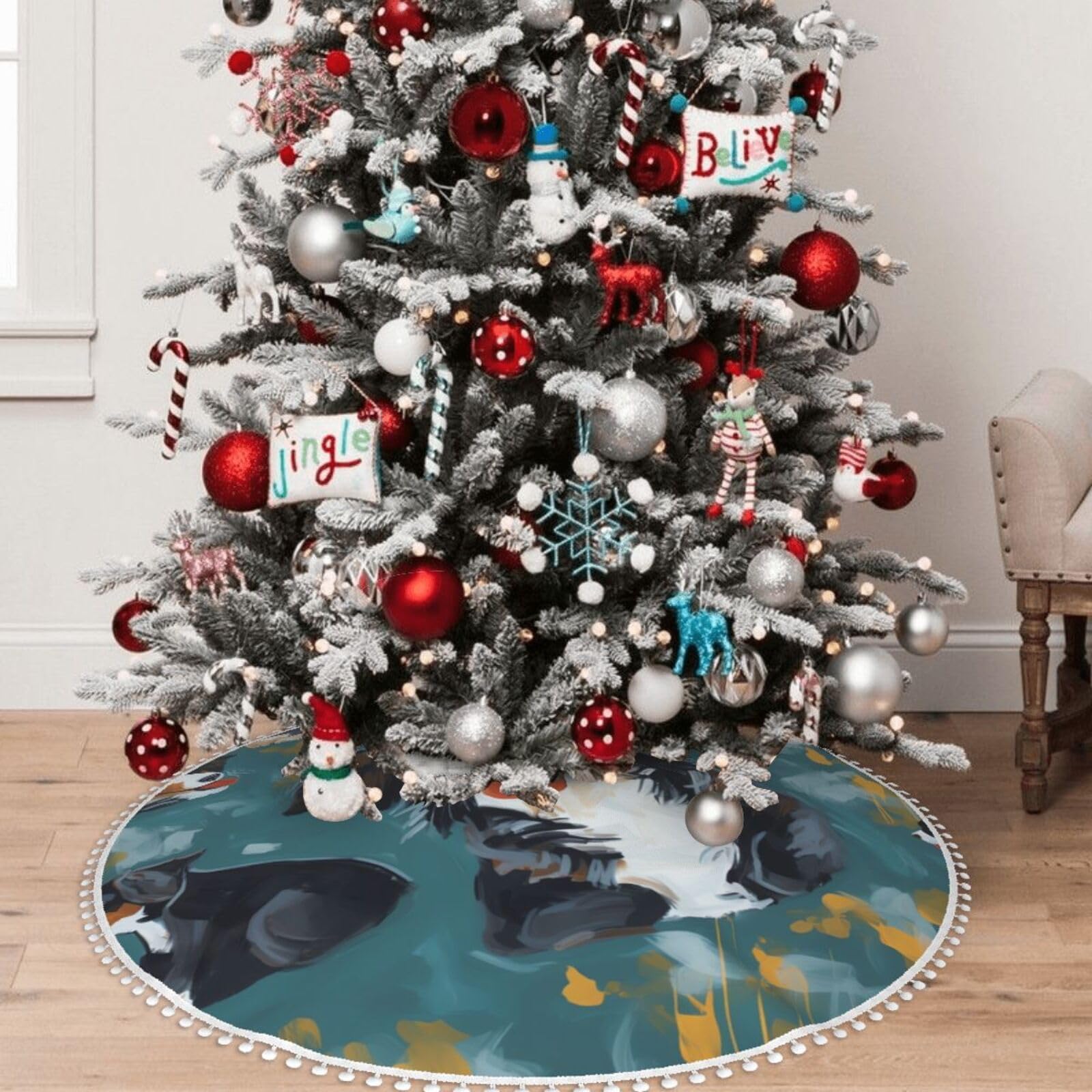 Jupe de sapin de Noël pour cacher le pied du sapin avec style