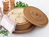 Vista 4 de Tortillada - Calentador de tortilla de 10 pulgadascesta hecha a mano de ratán incl. toalla 100% algodón