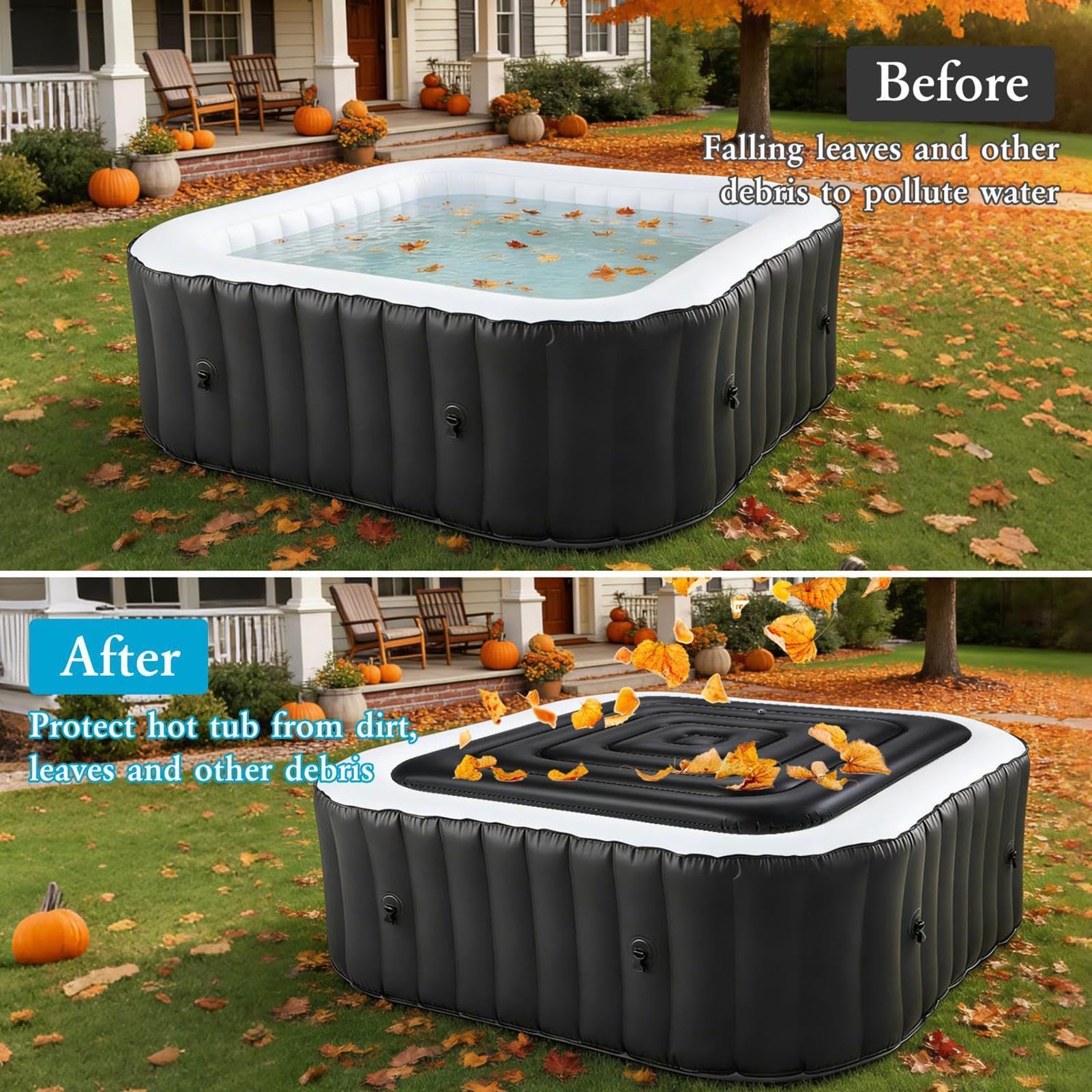 Cubierta Spa Tapa Ligera y Portátil con Aislamiento Térmico y Ahorro de | Tapa Inflable Cuadrada Para Bañera Para Baño, Tina, Interior, Exterior, Casa, Verano,