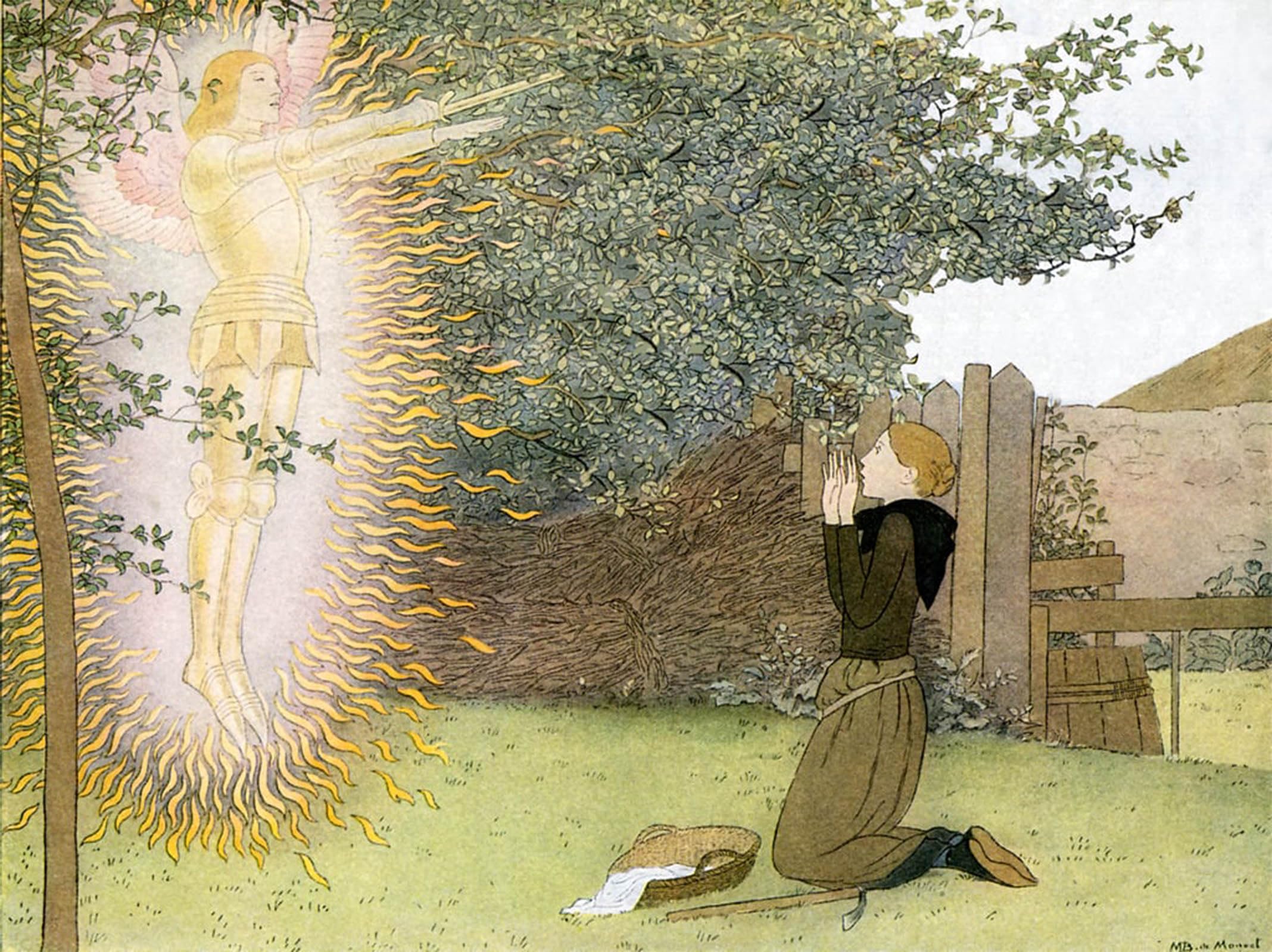 ARTXLXXBN Famous Painting Canvas Artwork Graffiti Print Archangel Michael Appears to Joan of Arc by Louis Maurice Boutet De Monvel Portrait Canvas Image for Home Decor 60x90cm