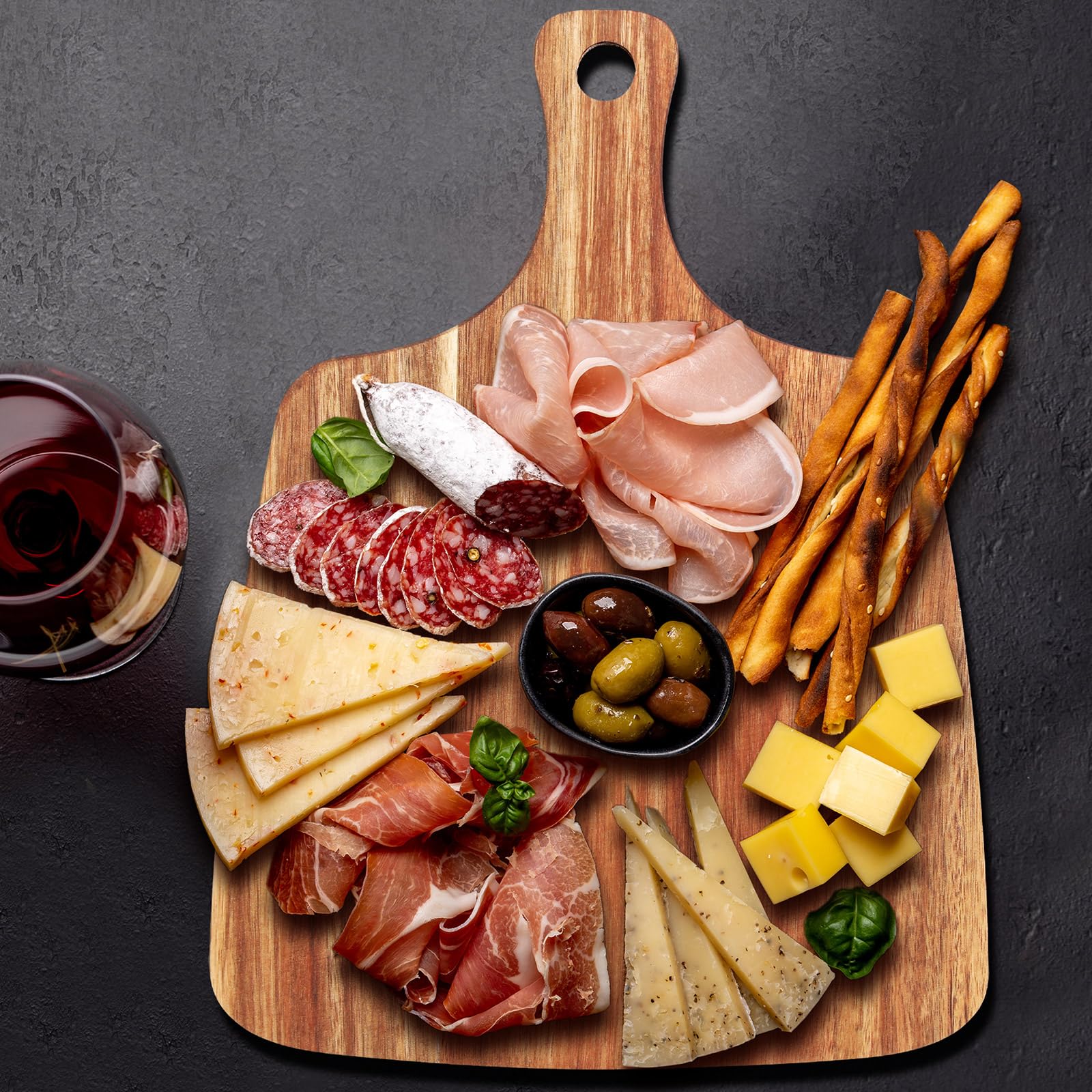 Vesici 12 tablas de cortar con asa de madera de acacia de 30,5 x 21,5 cm, para servir despedidas de soltera, aperitivo, tabla de charcutería con asas, regalo de boda para pareja, para cocina, carne