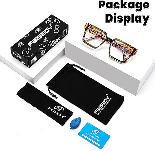 Miniatura 6 de FEISEDY Gafas de bloqueo de luz azul para mujeres y hombres, TR Retro Square Anti fatiga ocular Gafas Rectángulo Chic Look Marco B0037