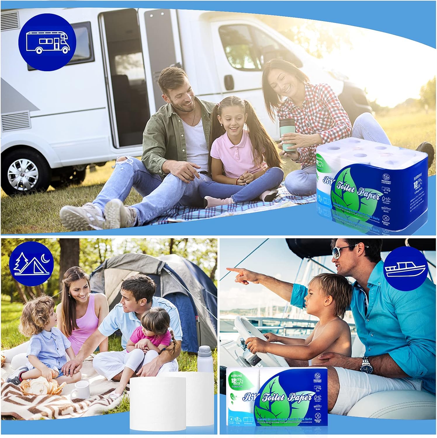 Buy RV Toilet Paper Quick Dissolve 2 Ply Septic Safe, Biodegradable