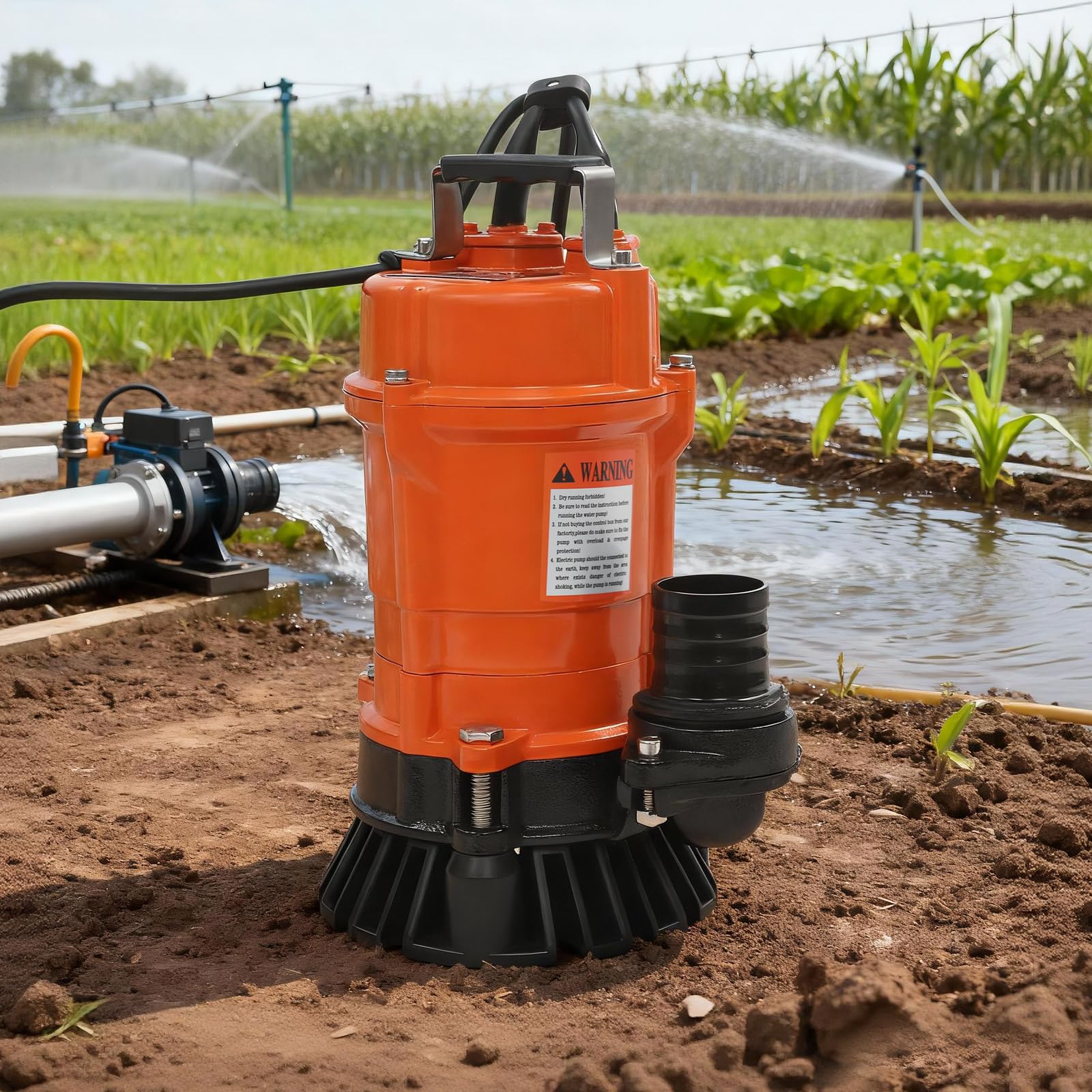 Pompa głębinowa do ścieków 0,55 kW, 230 V, pompa głębinowa z przełącznikiem pływakowym, do 15 m, 16 m³/3519 gal/h, do ścieków, stawów, piwnic, nawadniania ogrodu, pomarańczowa