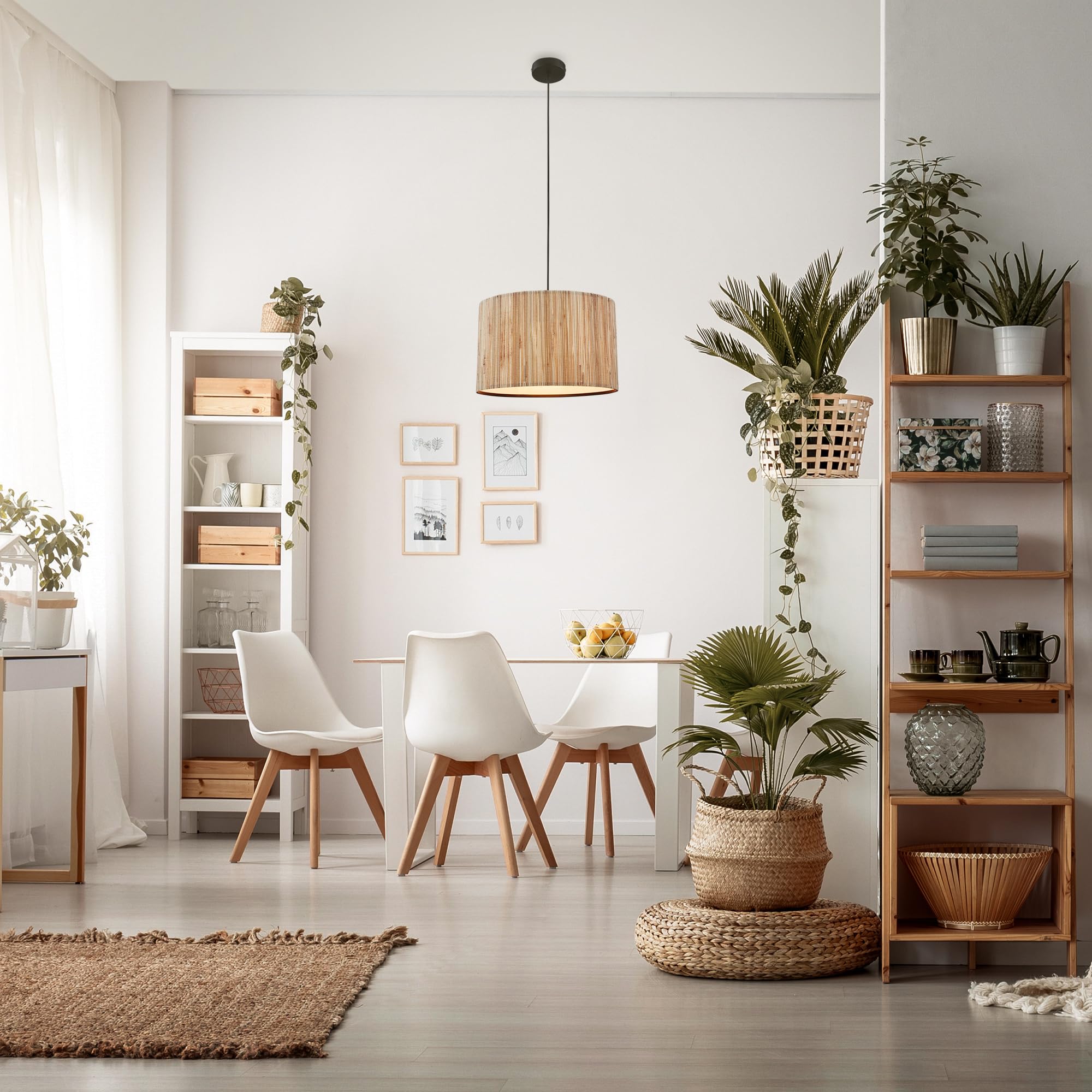 Brilliant vloerlamp Wimea zeegras zwart ⌀38cm E27