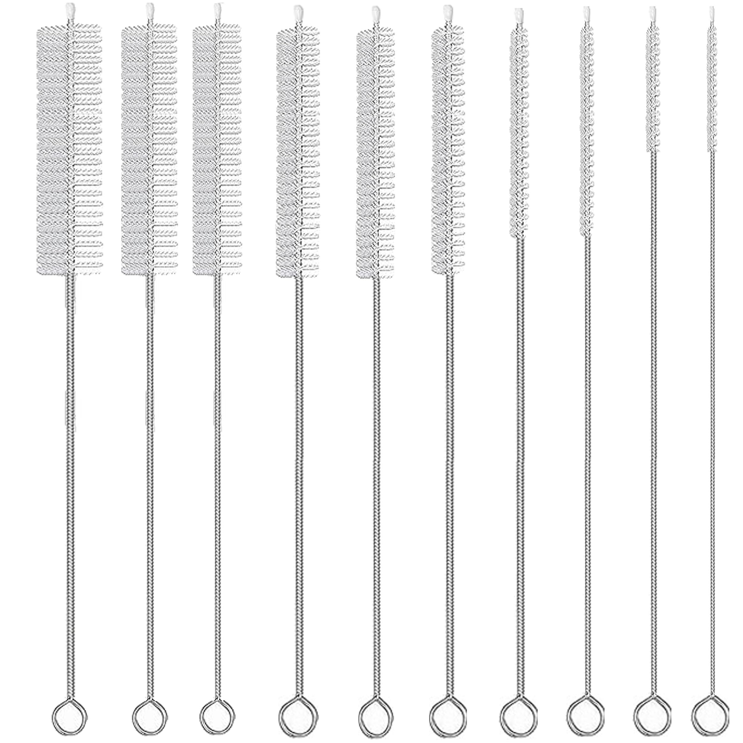 Straw Brush Cleaner, Straw Brush Set 10 Pack, Straw Clean Brush for Tumbler, Sippy Cup, Water Bottle and Hummingbird Feeders.(White)